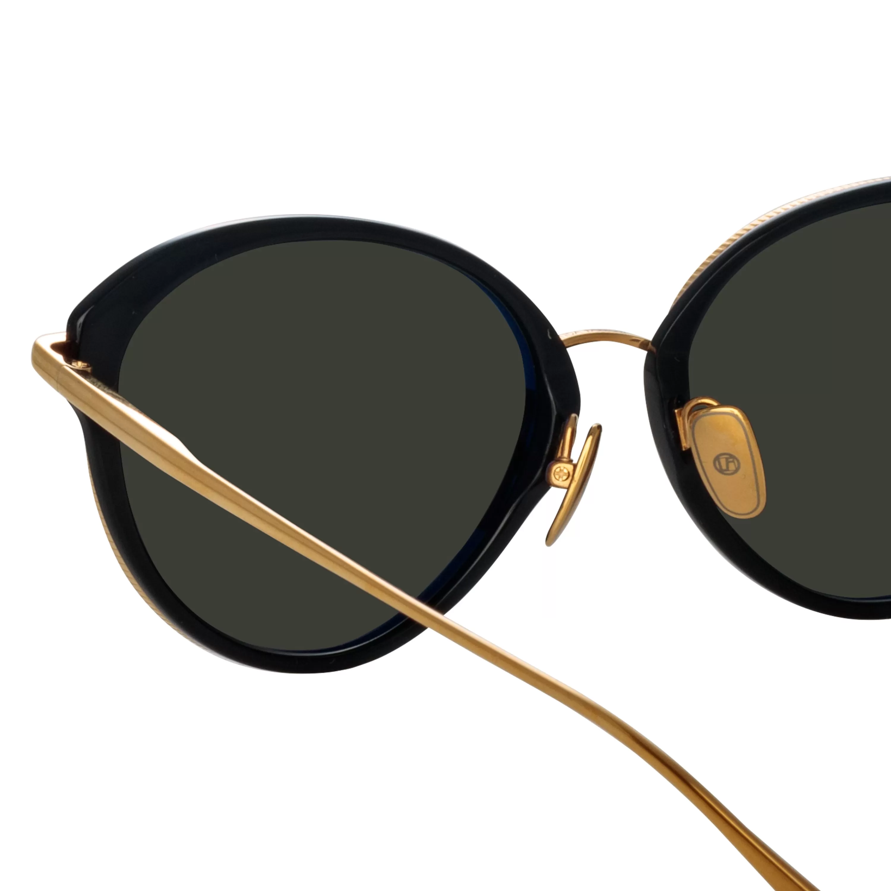 song_cat_eye_sunglasses_in_yellow_gold_and_black_4.webp Women LINDA FARROW (U.K.) Song Cat Eye Sunglasses in Yellow Gold and Black