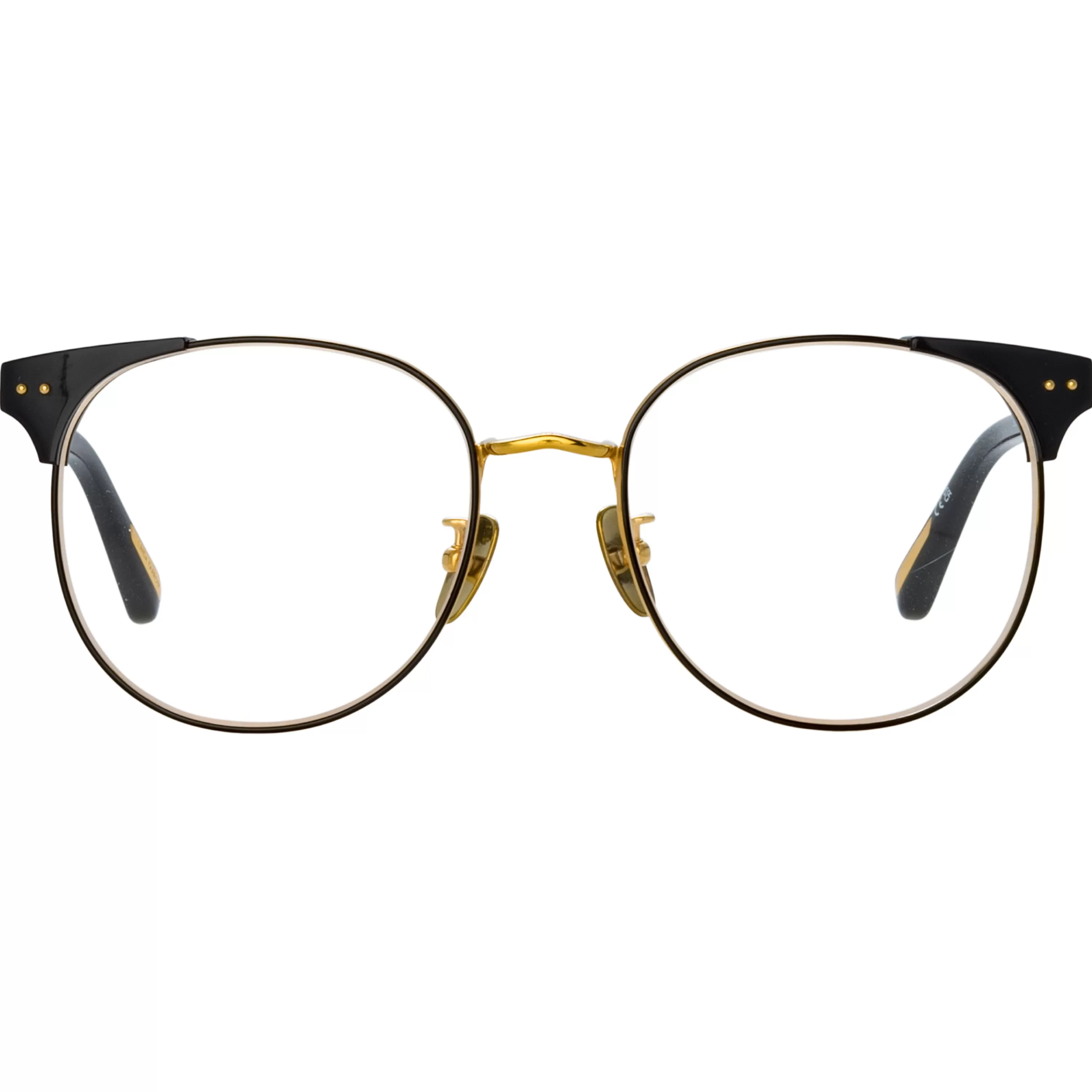 Women Linda Farrow Spence Oval Optical Frame in Black and Yellow Gold