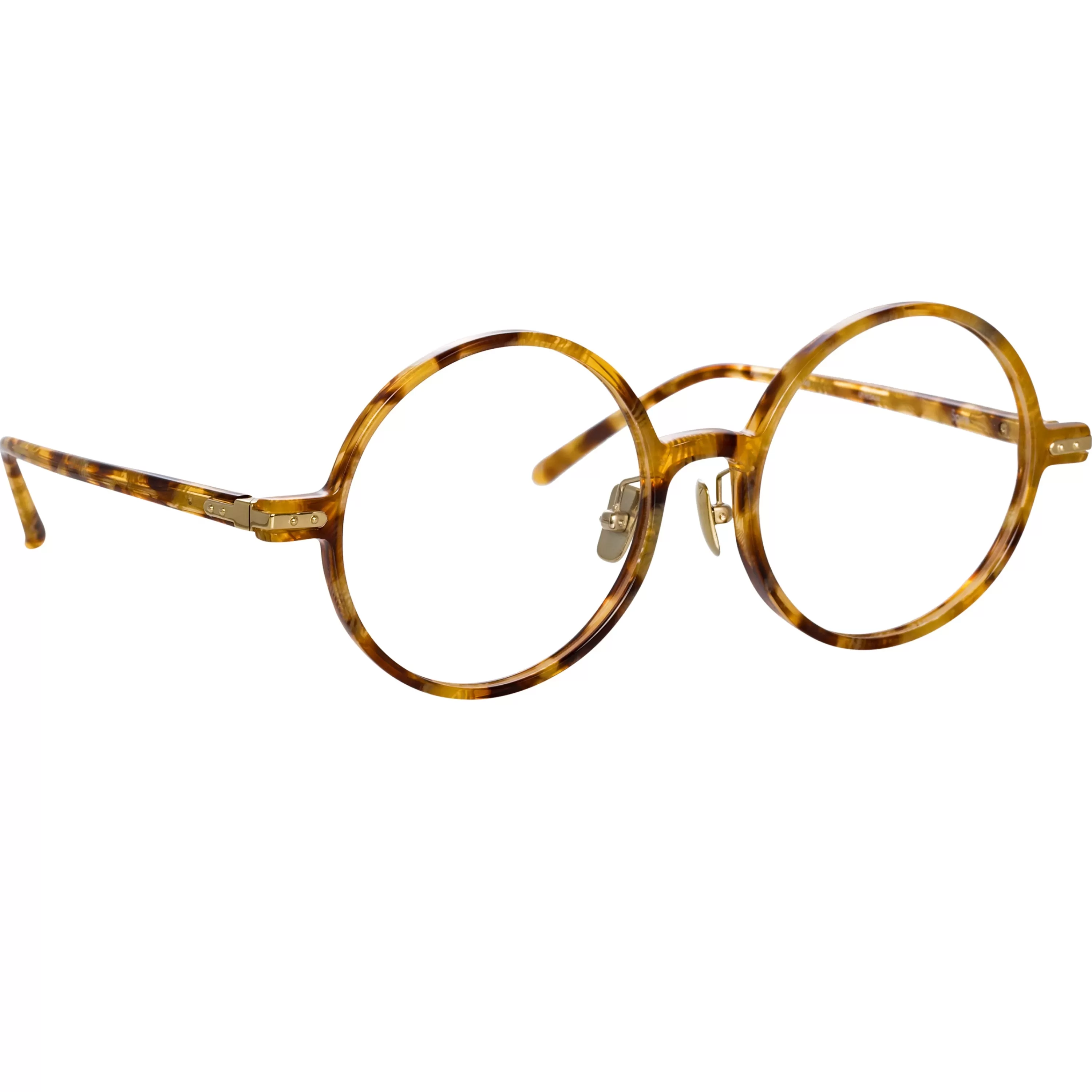 Linda Farrow Linear Spire A Round Optical Frame in Tobacco Tortoiseshell