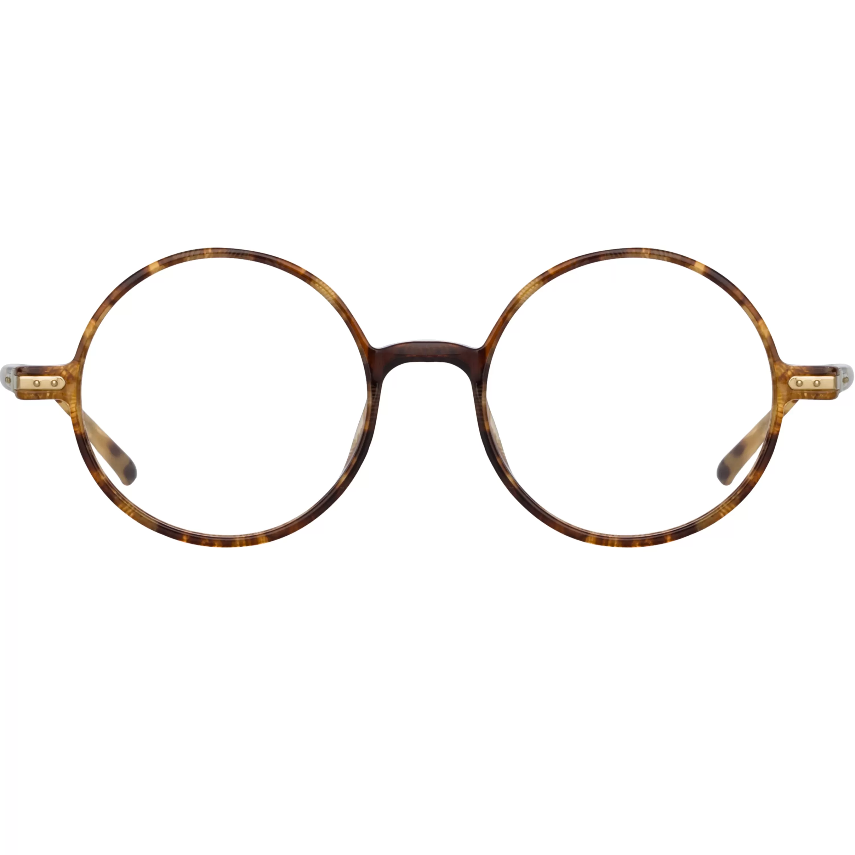 Linda Farrow Linear Spire A Round Optical Frame in Tobacco Tortoiseshell