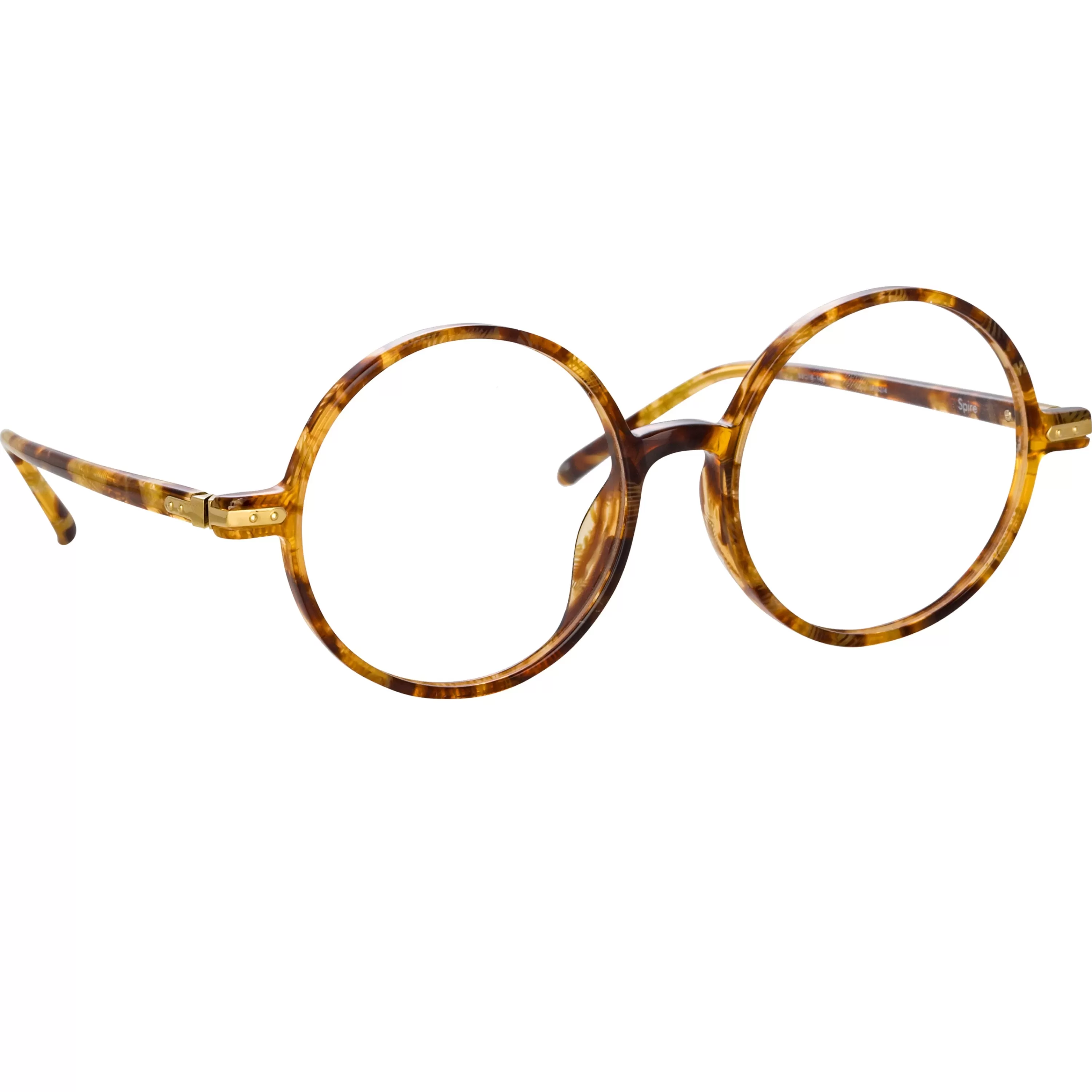 Linda Farrow Linear Spire Round Optical Frame in Tobacco Tortoiseshell
