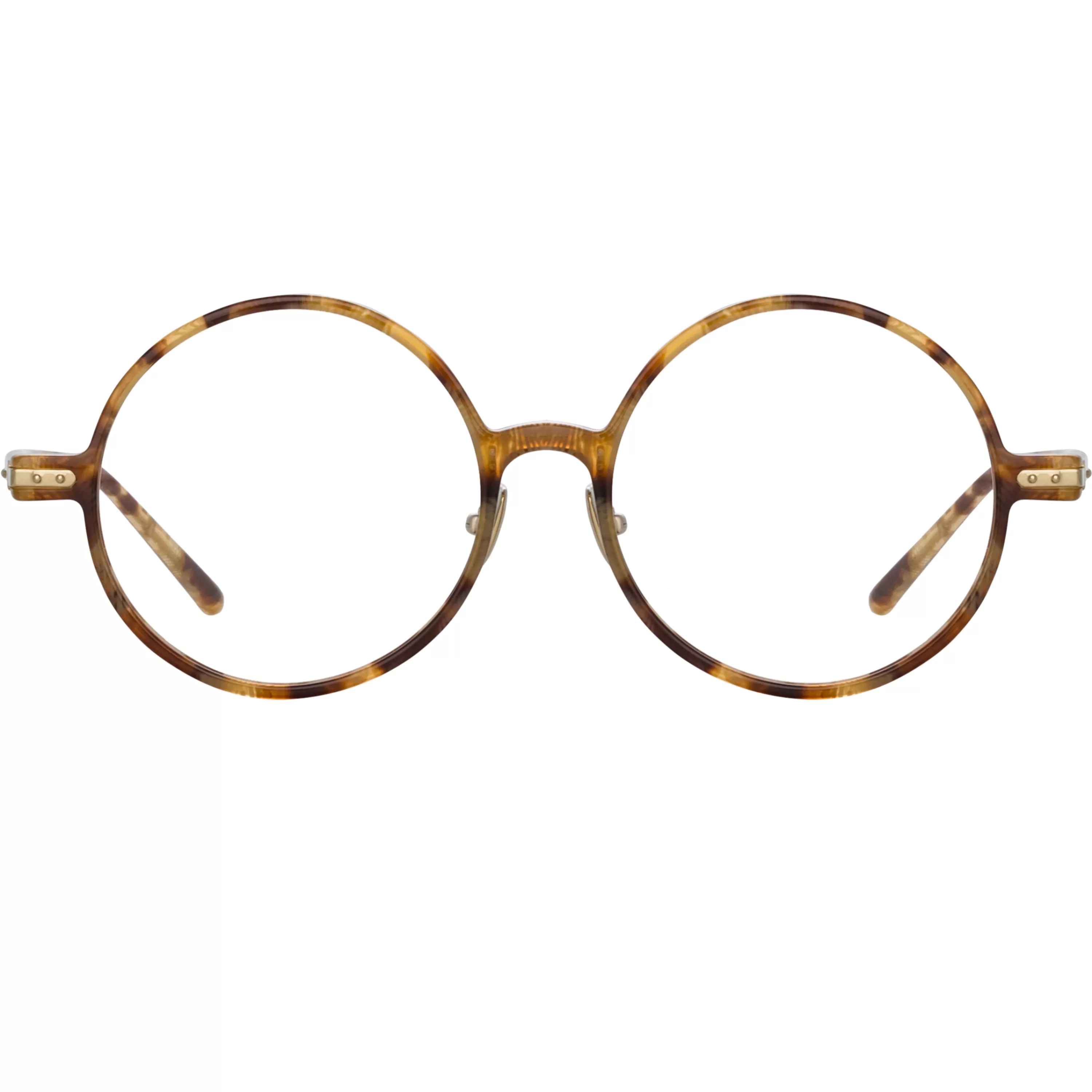 Linda Farrow Linear Spire Round Optical Frame in Tobacco Tortoiseshell