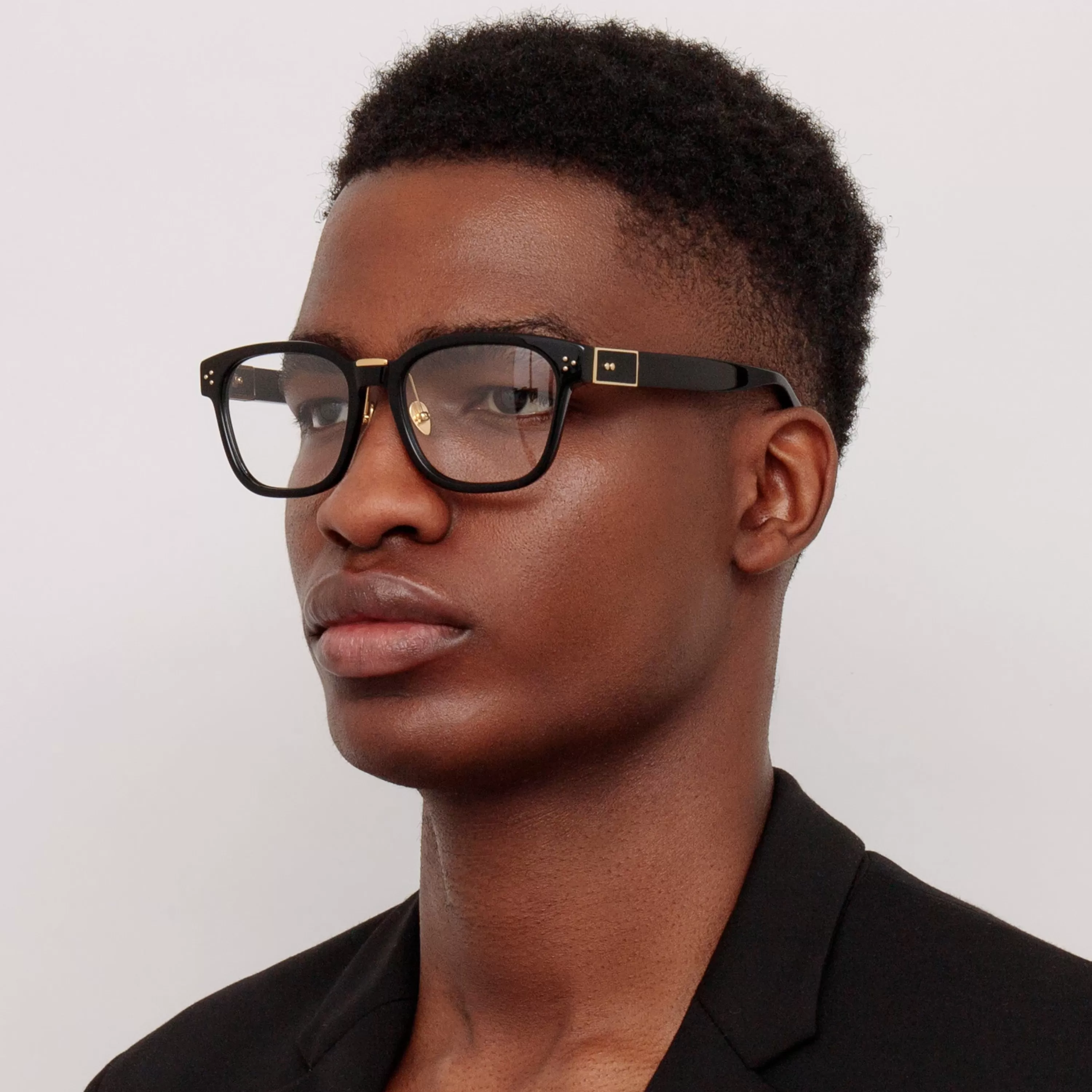 LINDA FARROW (U.K.) Steffen A Optical D-Frame in Black (Asian Fit)