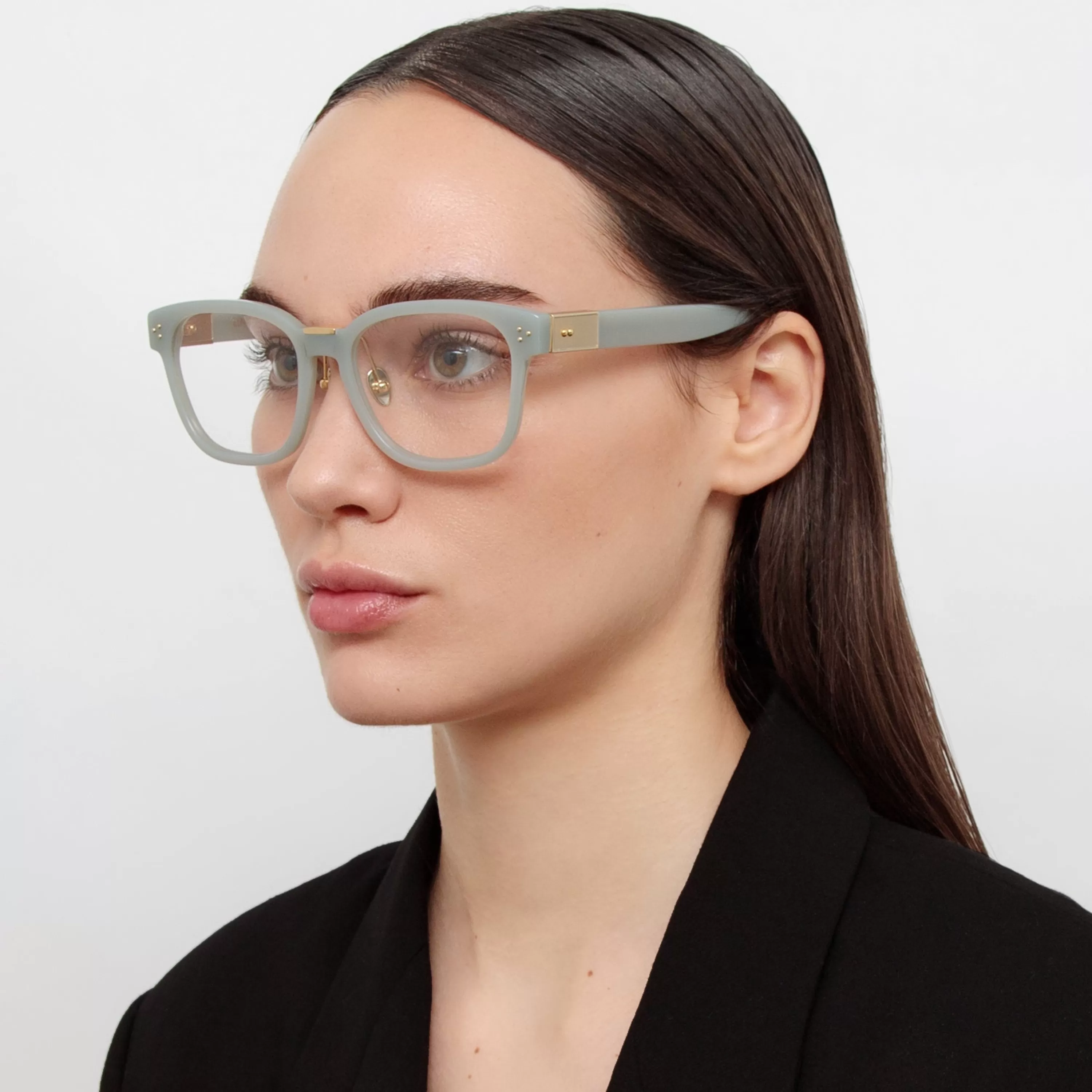 Women LINDA FARROW (U.K.) Steffen A Optical D-Frame in Steel (Asian Fit)