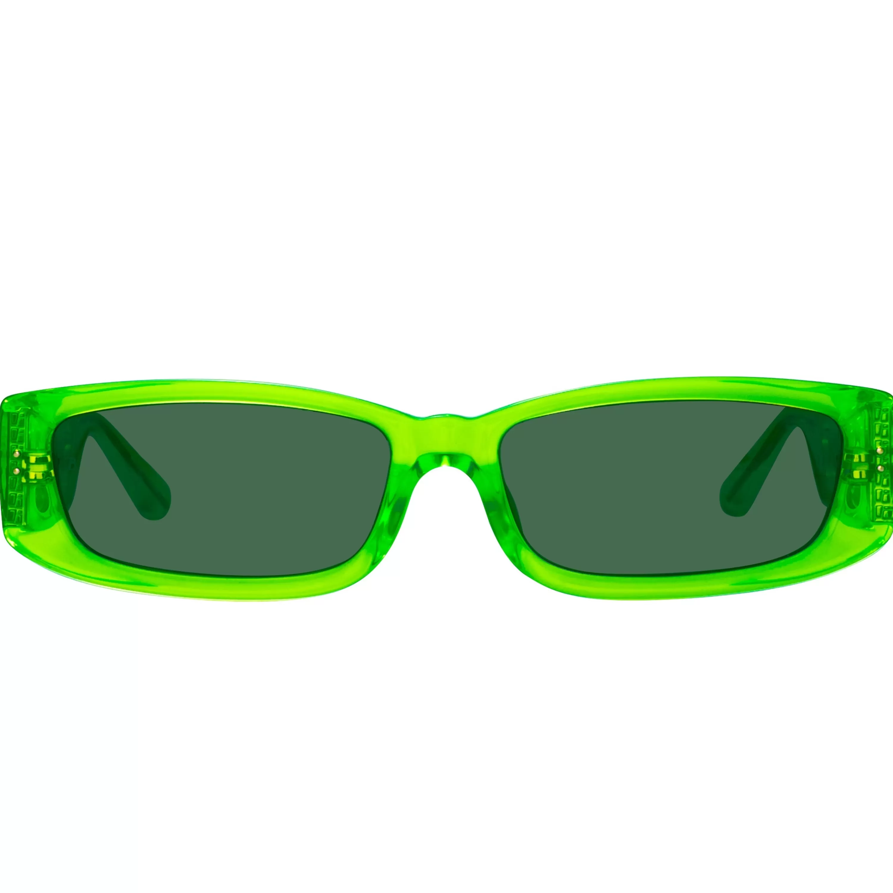 Women LINDA FARROW (U.K.) Talita Rectangular Sunglasses in Neon Lime