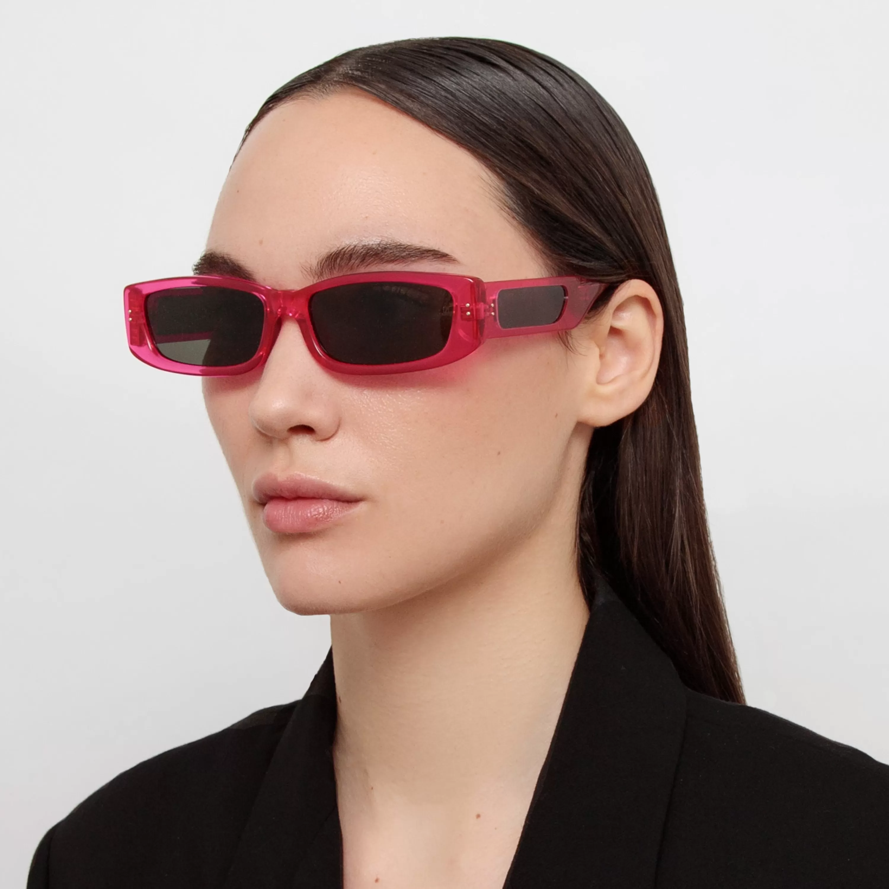 Women LINDA FARROW (U.K.) Talita Rectangular Sunglasses in Neon Pink