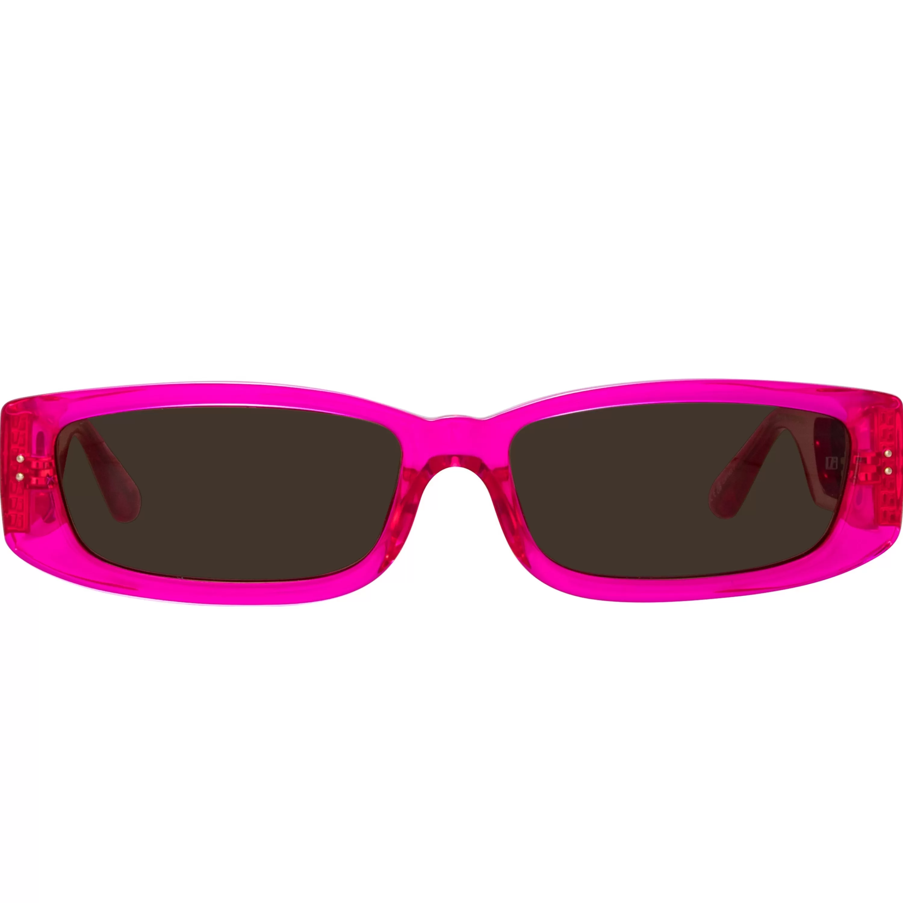 Women LINDA FARROW (U.K.) Talita Rectangular Sunglasses in Neon Pink