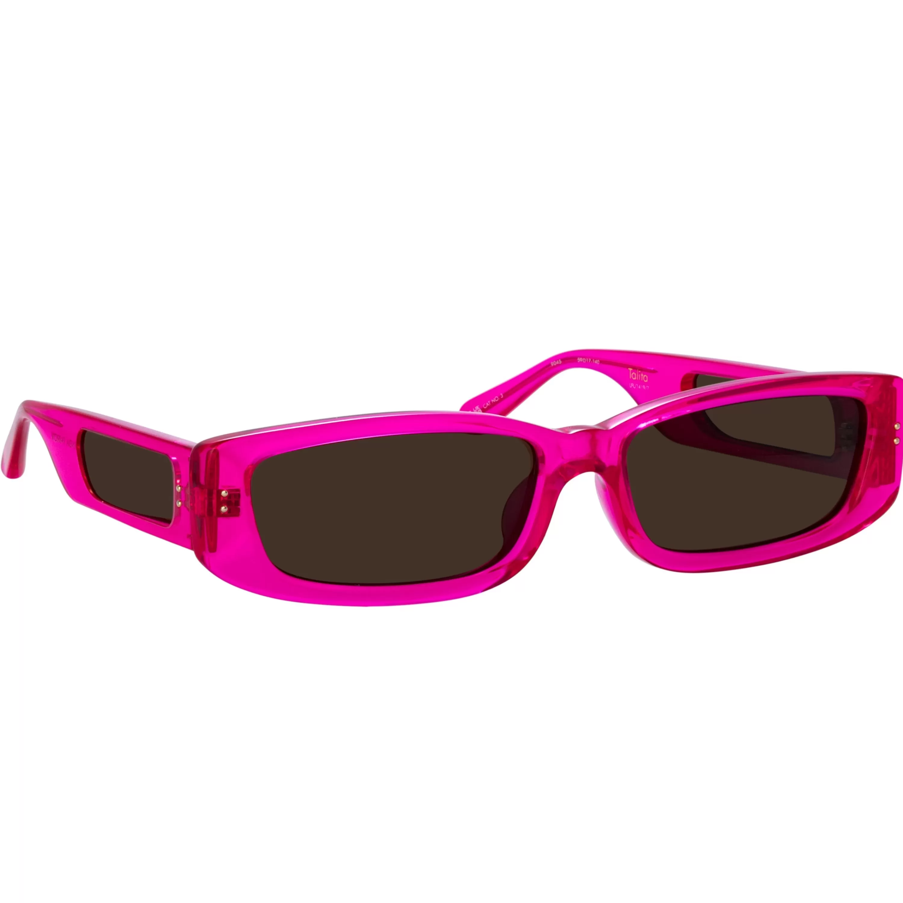 talita_rectangular_sunglasses_in_neon_pink_2.webp Women LINDA FARROW (U.K.) Talita Rectangular Sunglasses in Neon Pink