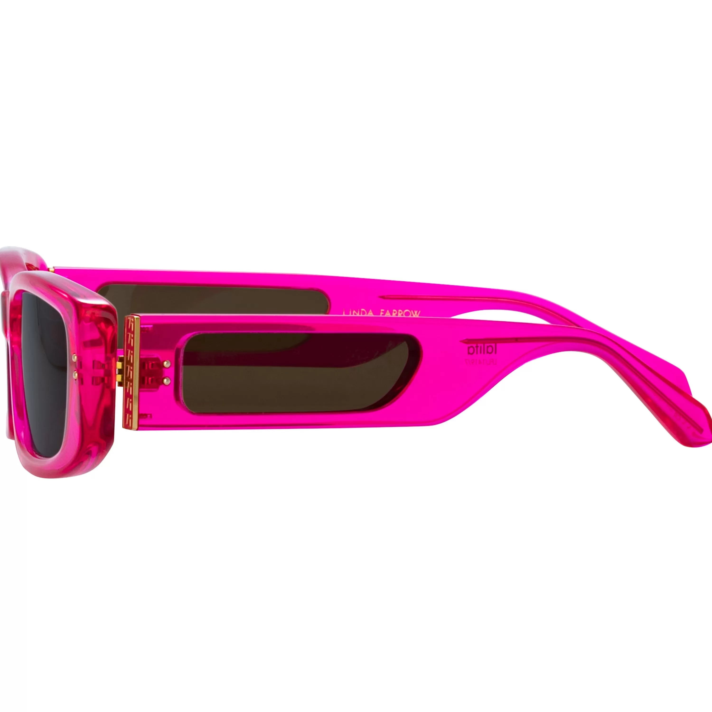talita_rectangular_sunglasses_in_neon_pink_3.webp Women LINDA FARROW (U.K.) Talita Rectangular Sunglasses in Neon Pink