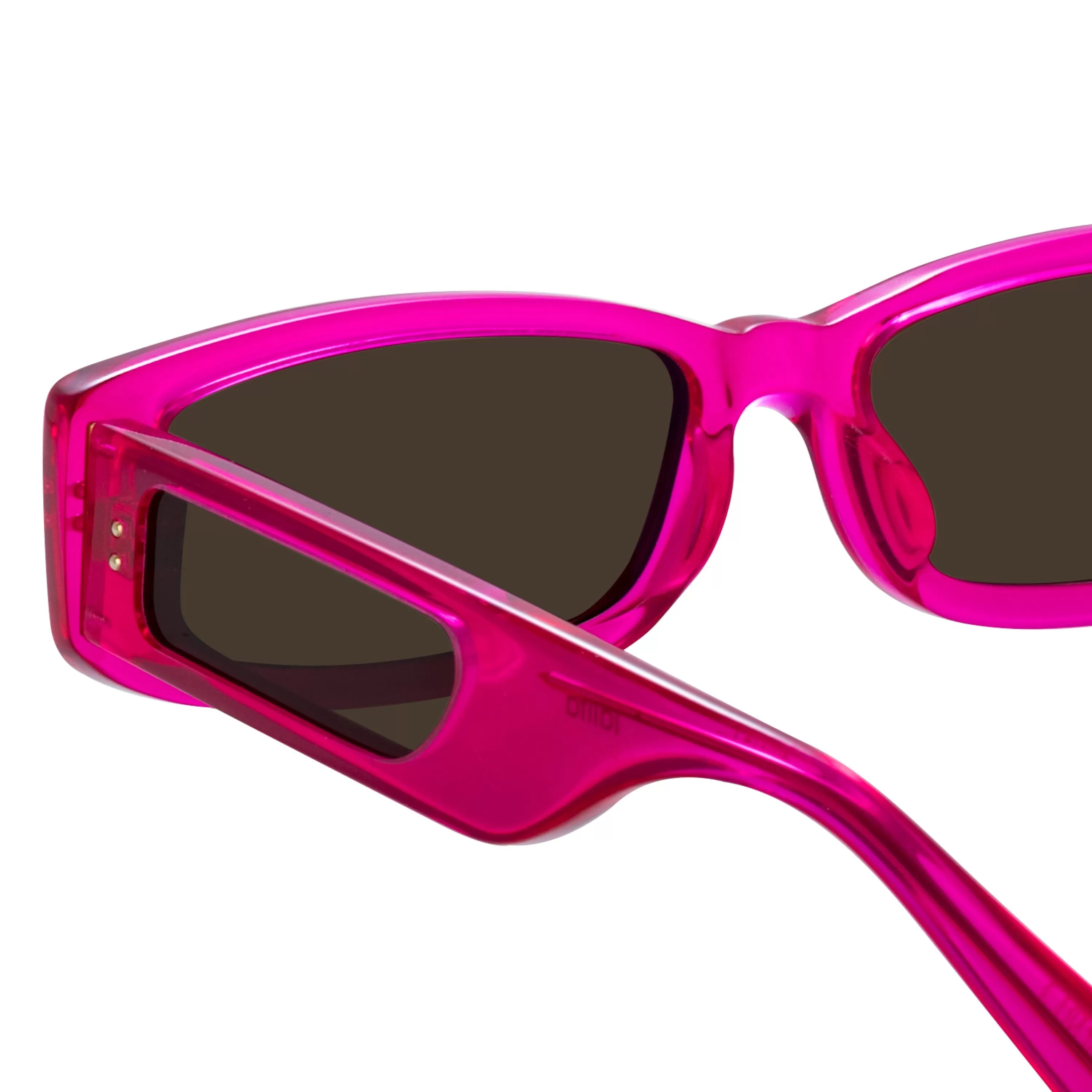 talita_rectangular_sunglasses_in_neon_pink_4.webp Women LINDA FARROW (U.K.) Talita Rectangular Sunglasses in Neon Pink