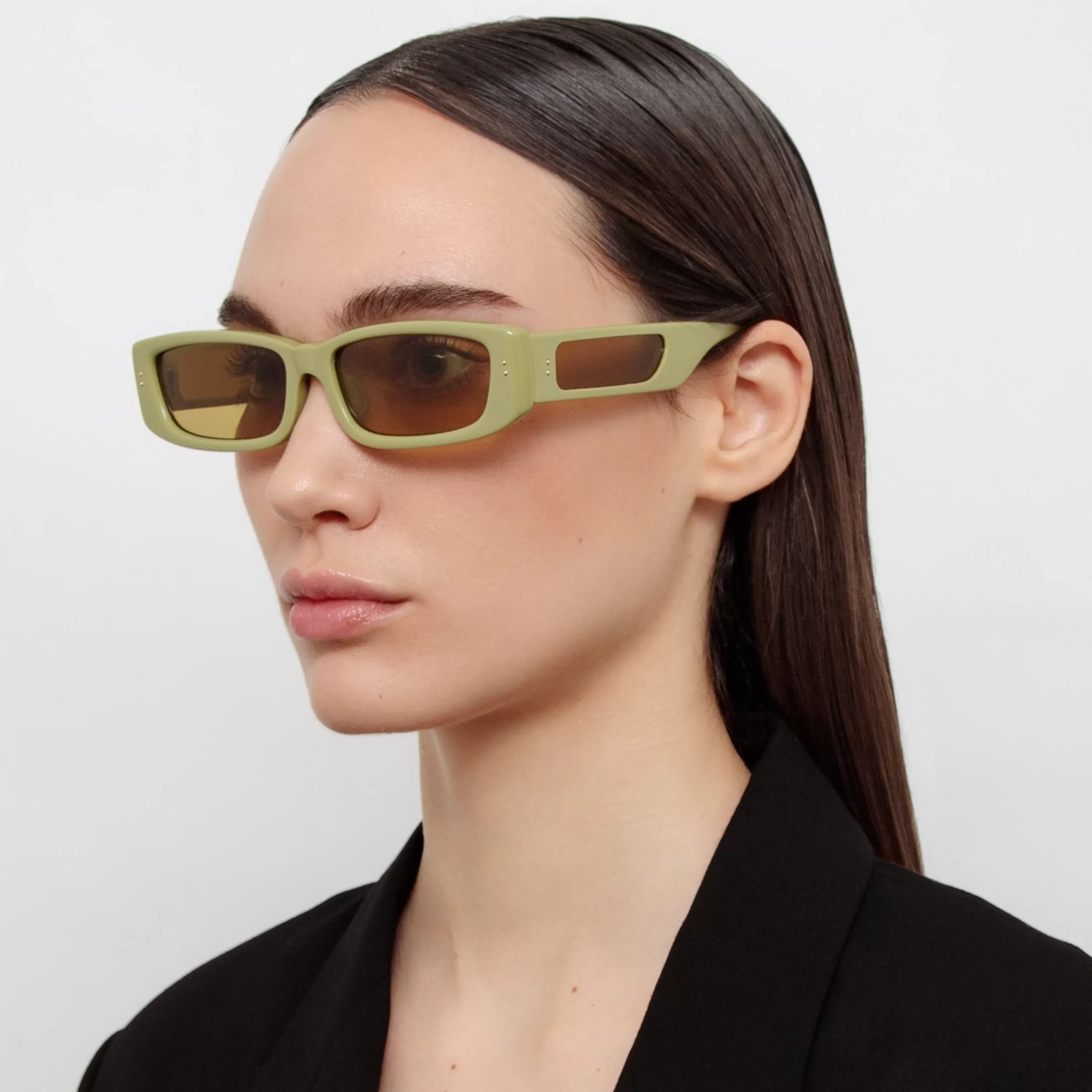 Women LINDA FARROW (U.K.) Talita Rectangular Sunglasses in Sage
