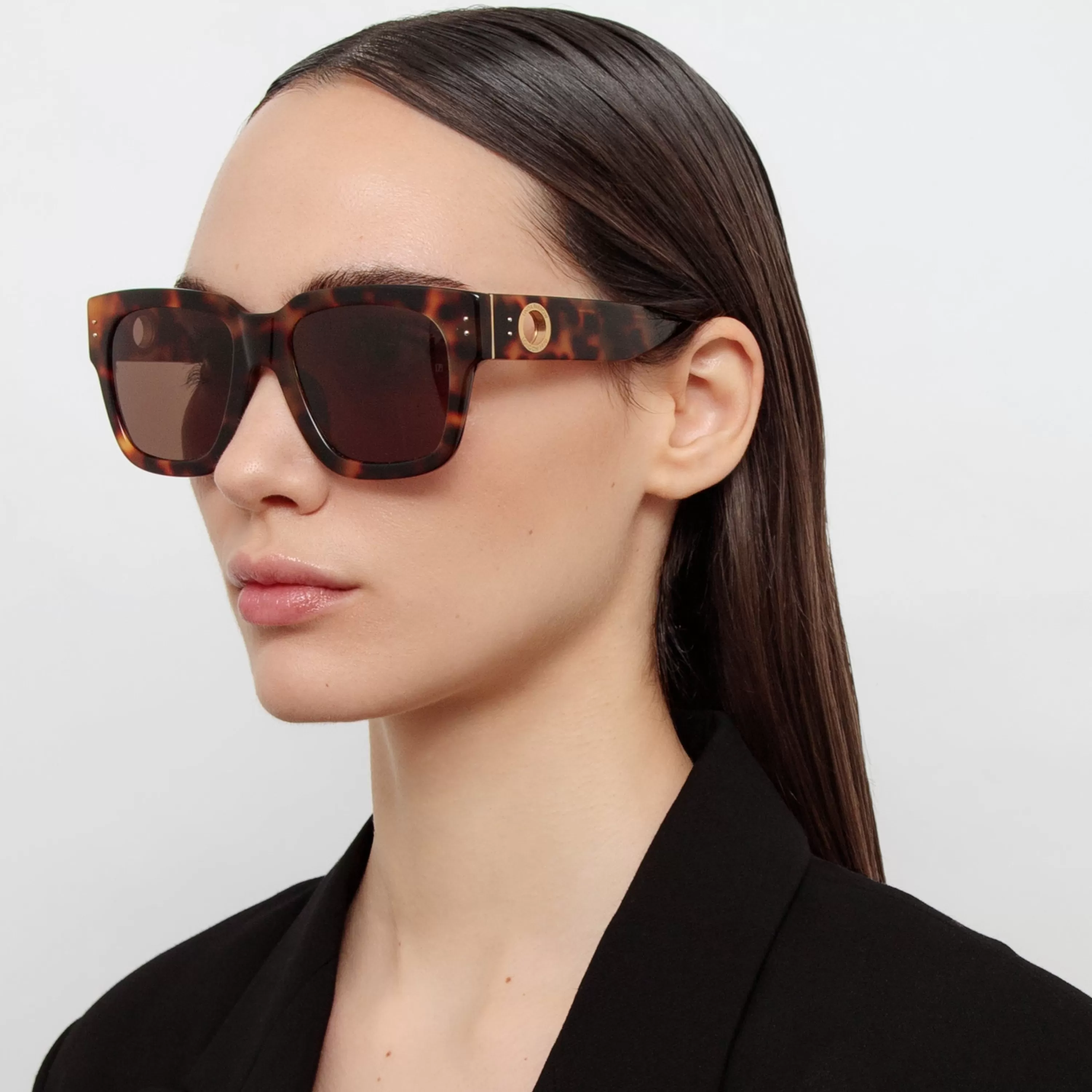 Women Linda Farrow The Amber | D-Frame Sunglasses in Tortoiseshell (C2)