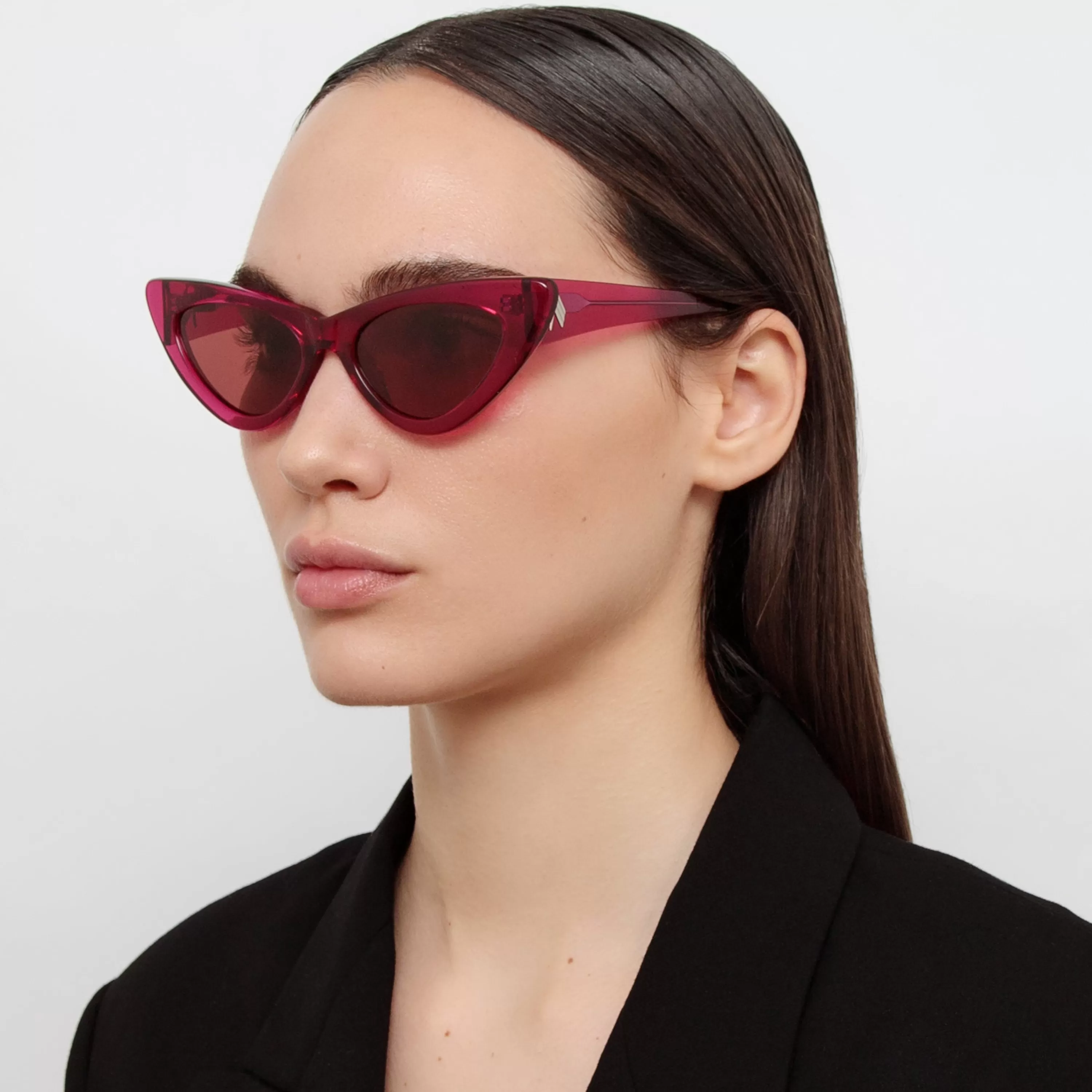 The Attico Dora Cat Eye Sunglasses in Maroon