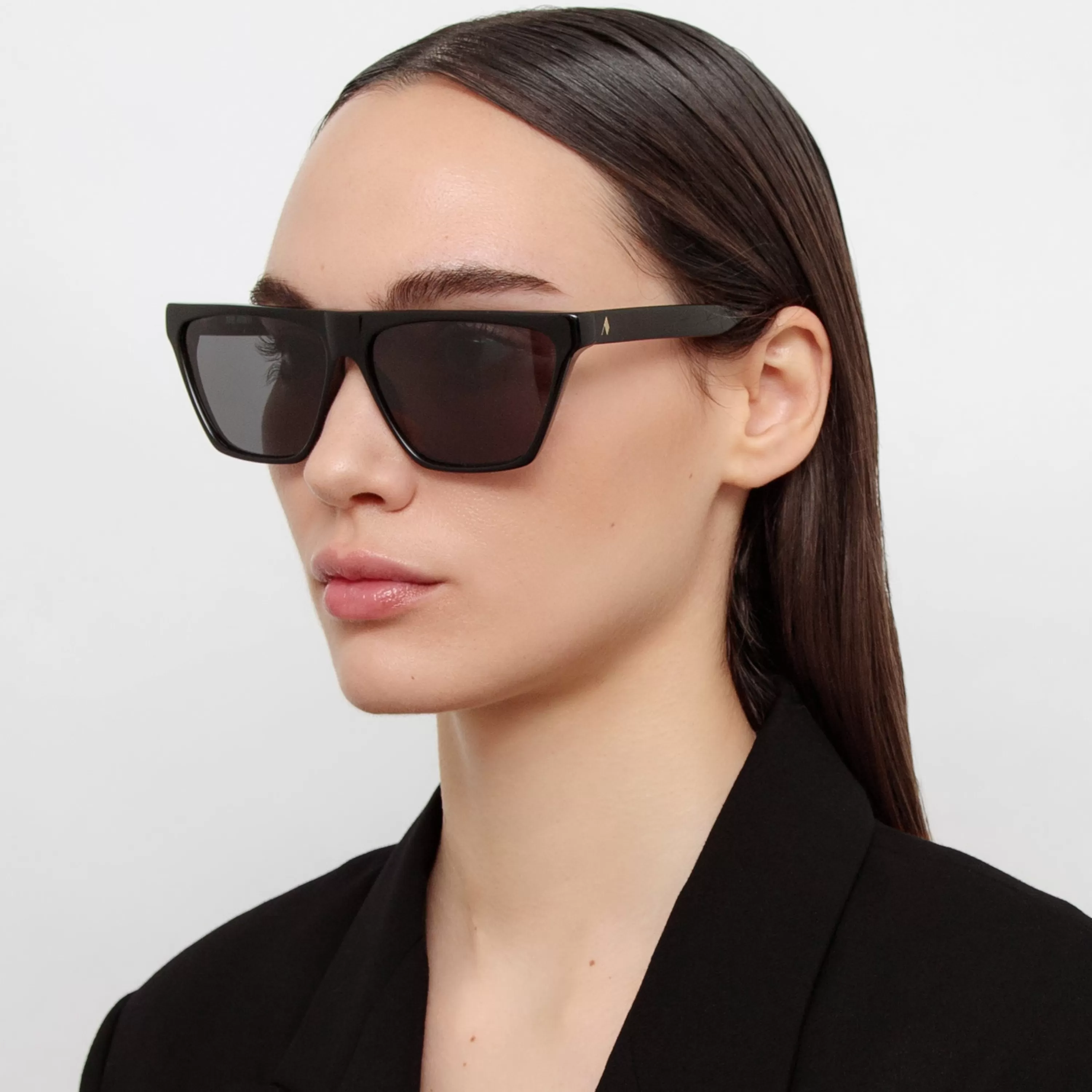 The Attico Erin Flat Top Sunglasses in Black