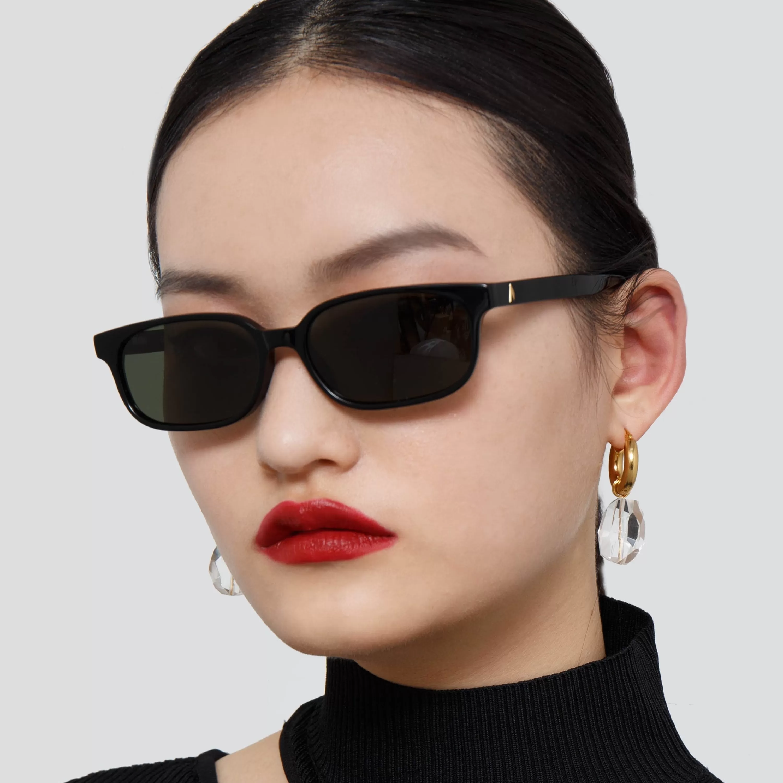 The Attico Gigi Rectangular Sunglasses in Black