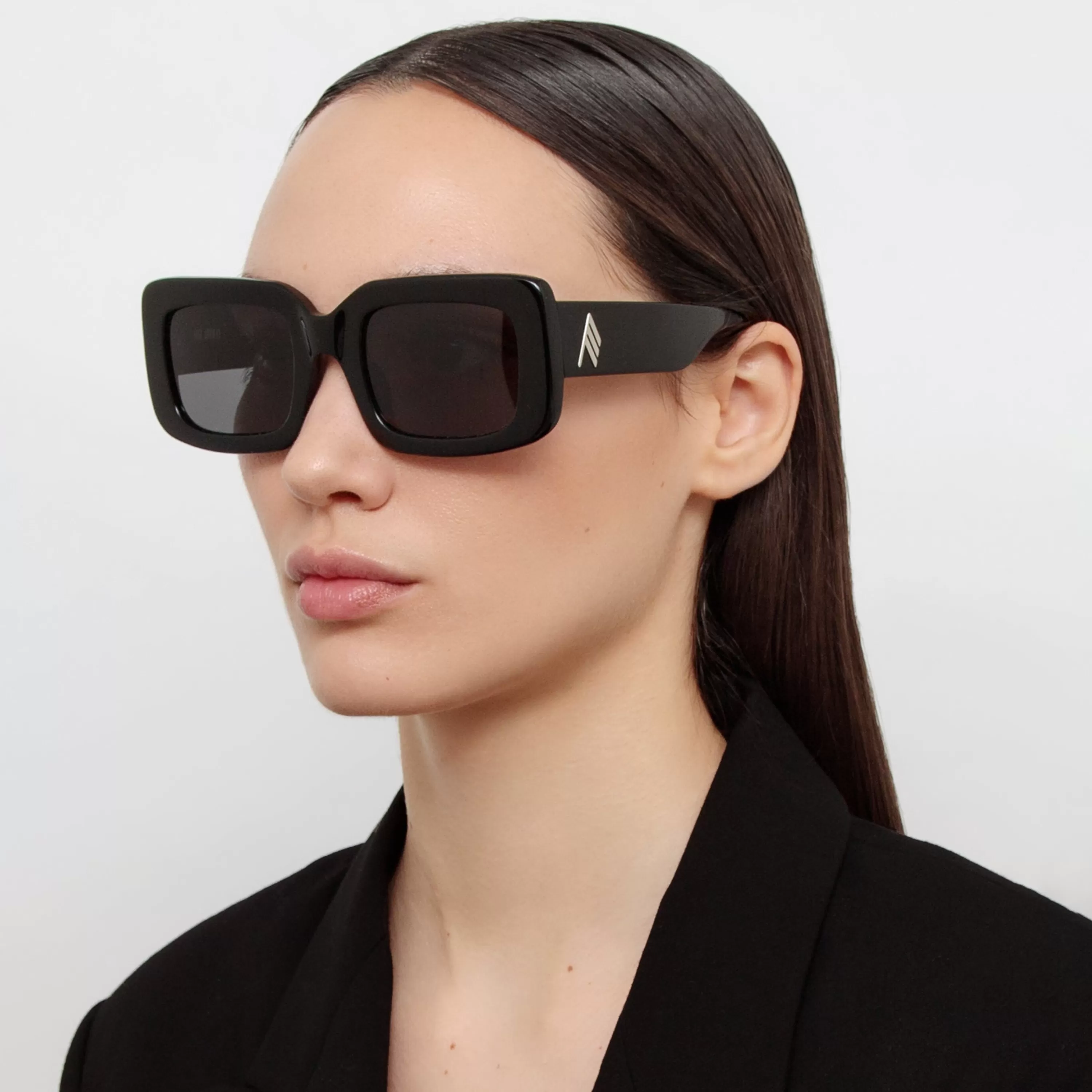 The Attico Jorja Rectangular Sunglasses in Black