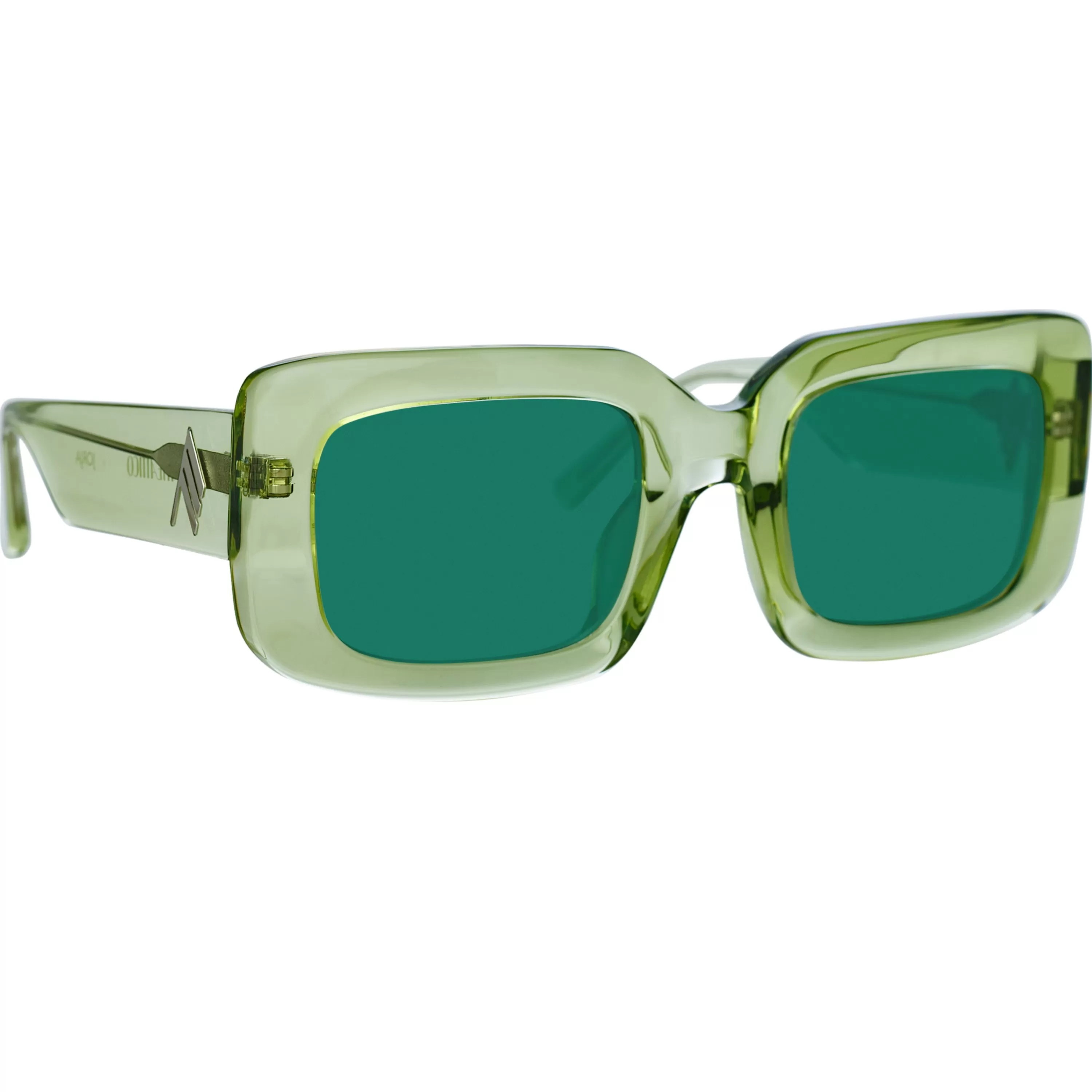 The Attico Jorja Rectangular Sunglasses in Lime
