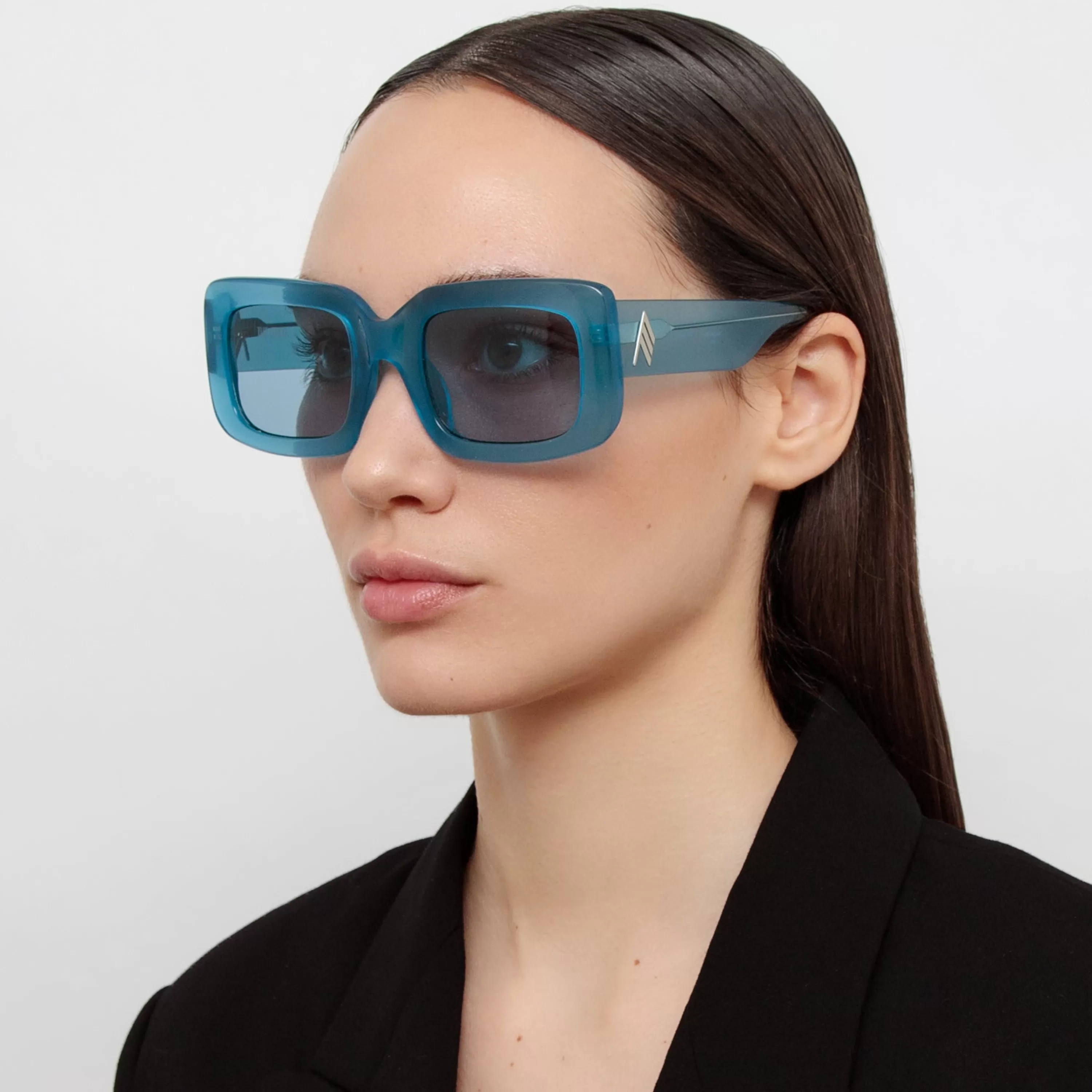 The Attico Jorja Rectangular Sunglasses in Turquoise