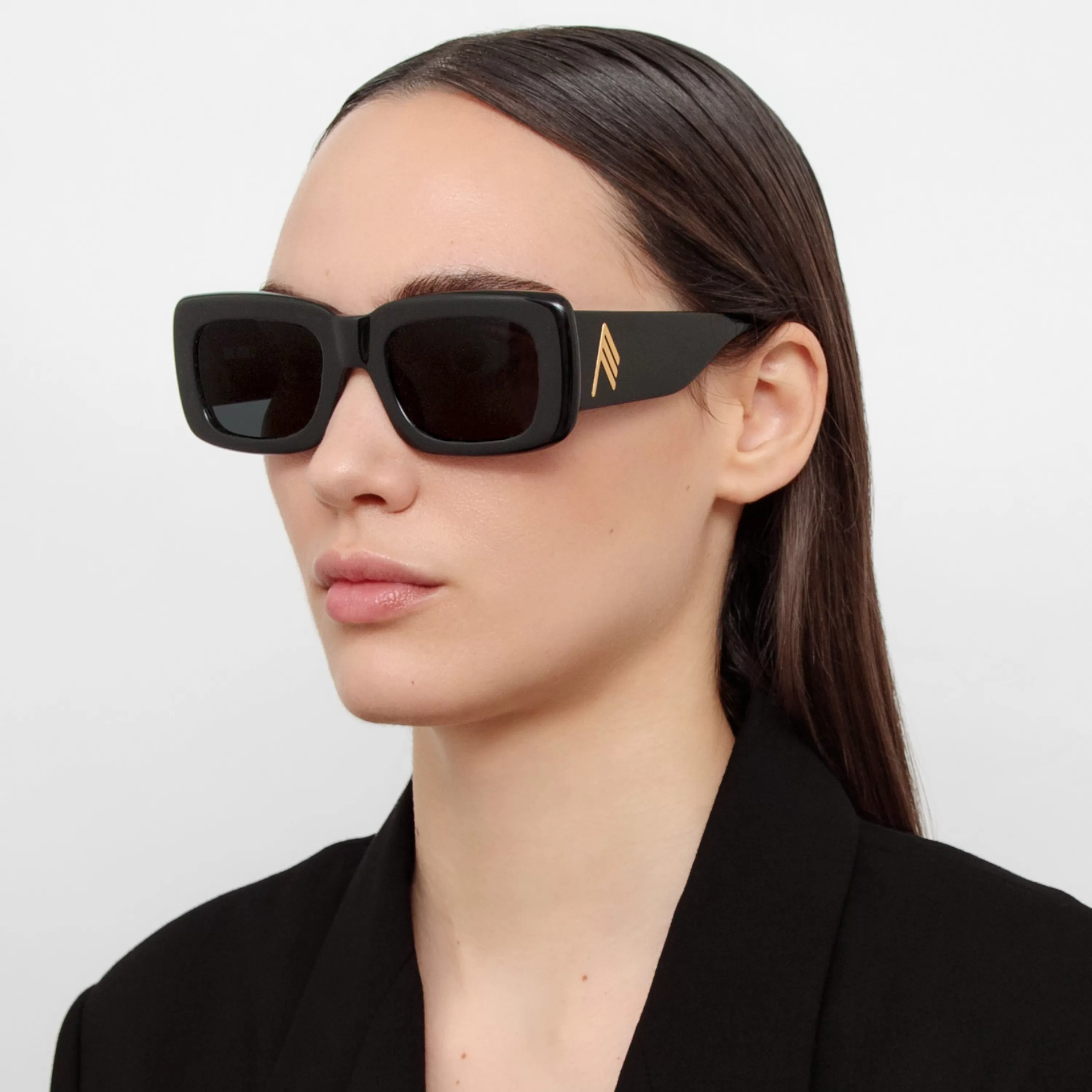 The Attico Marfa Rectangular Sunglasses in Black