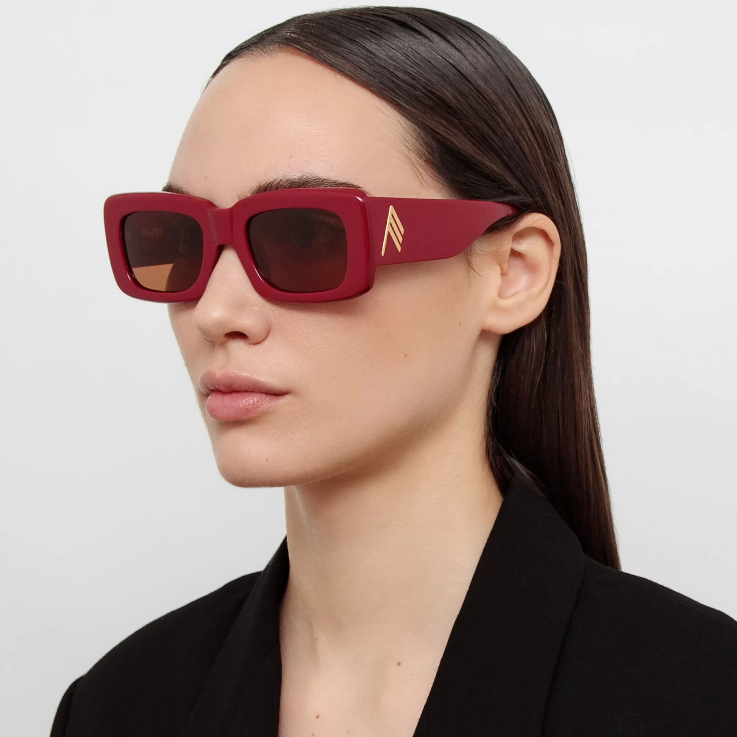 The Attico Marfa Rectangular Sunglasses in Bordeaux