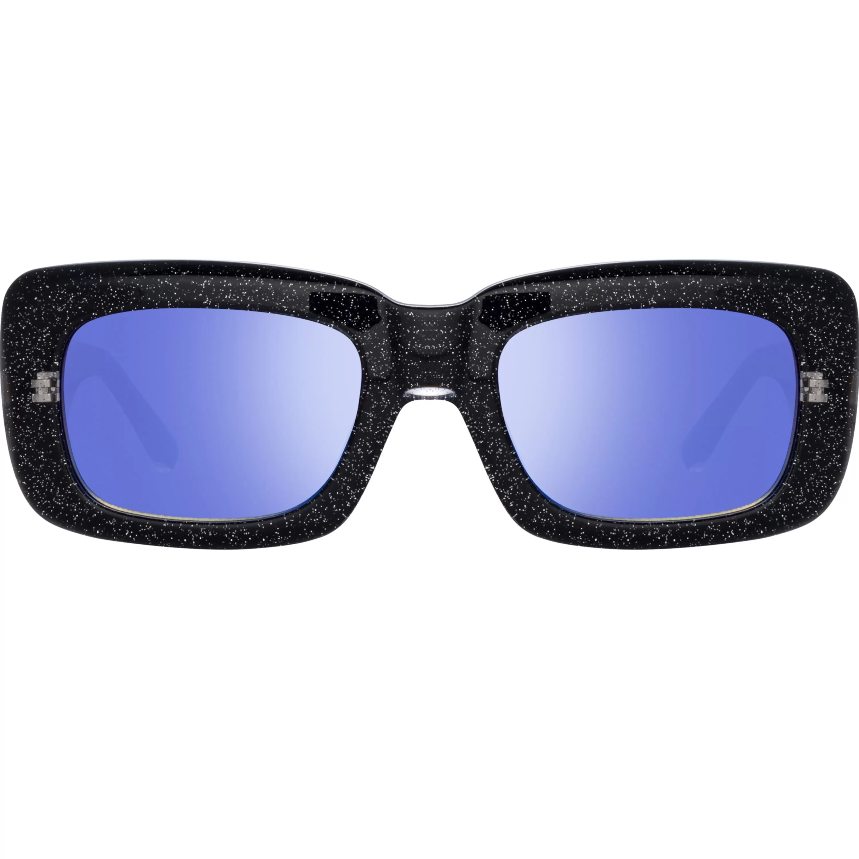 The Attico Marfa Rectangular Sunglasses in Glitter and Blue