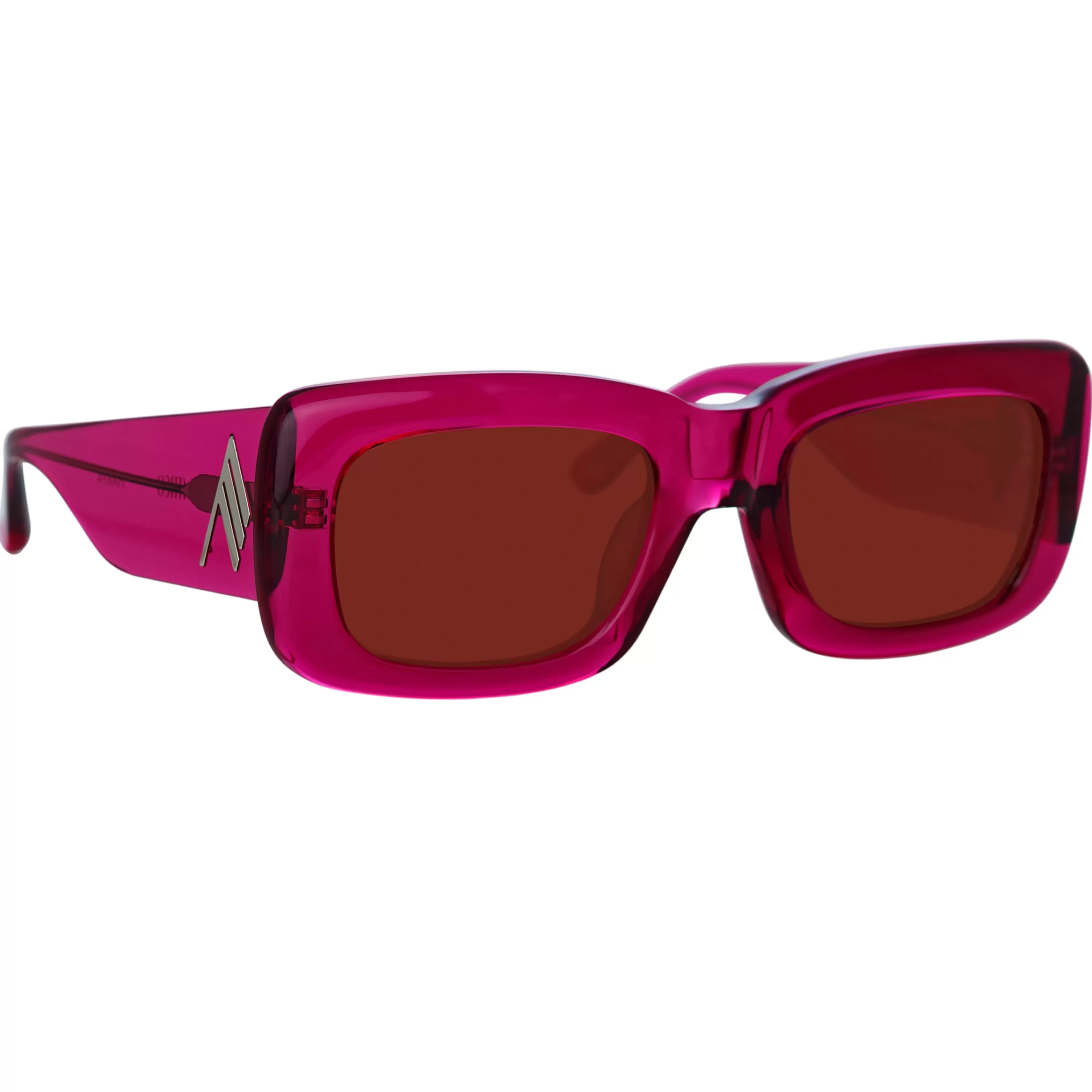 LINDA FARROW (U.K.) The Attico Marfa Rectangular Sunglasses in Maroon