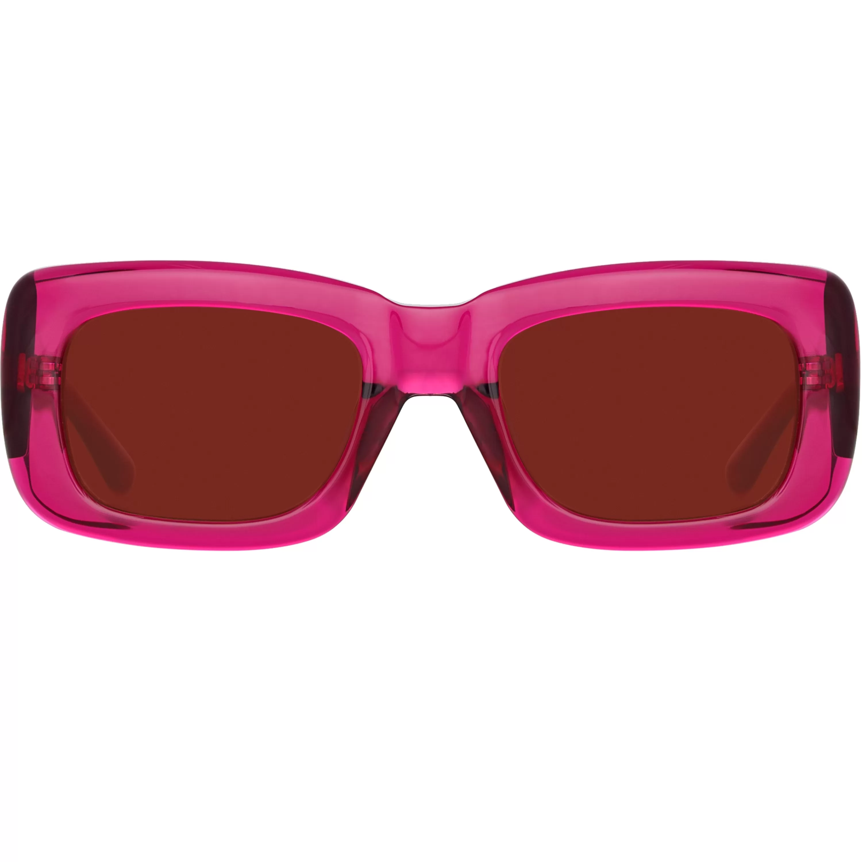 LINDA FARROW (U.K.) The Attico Marfa Rectangular Sunglasses in Maroon