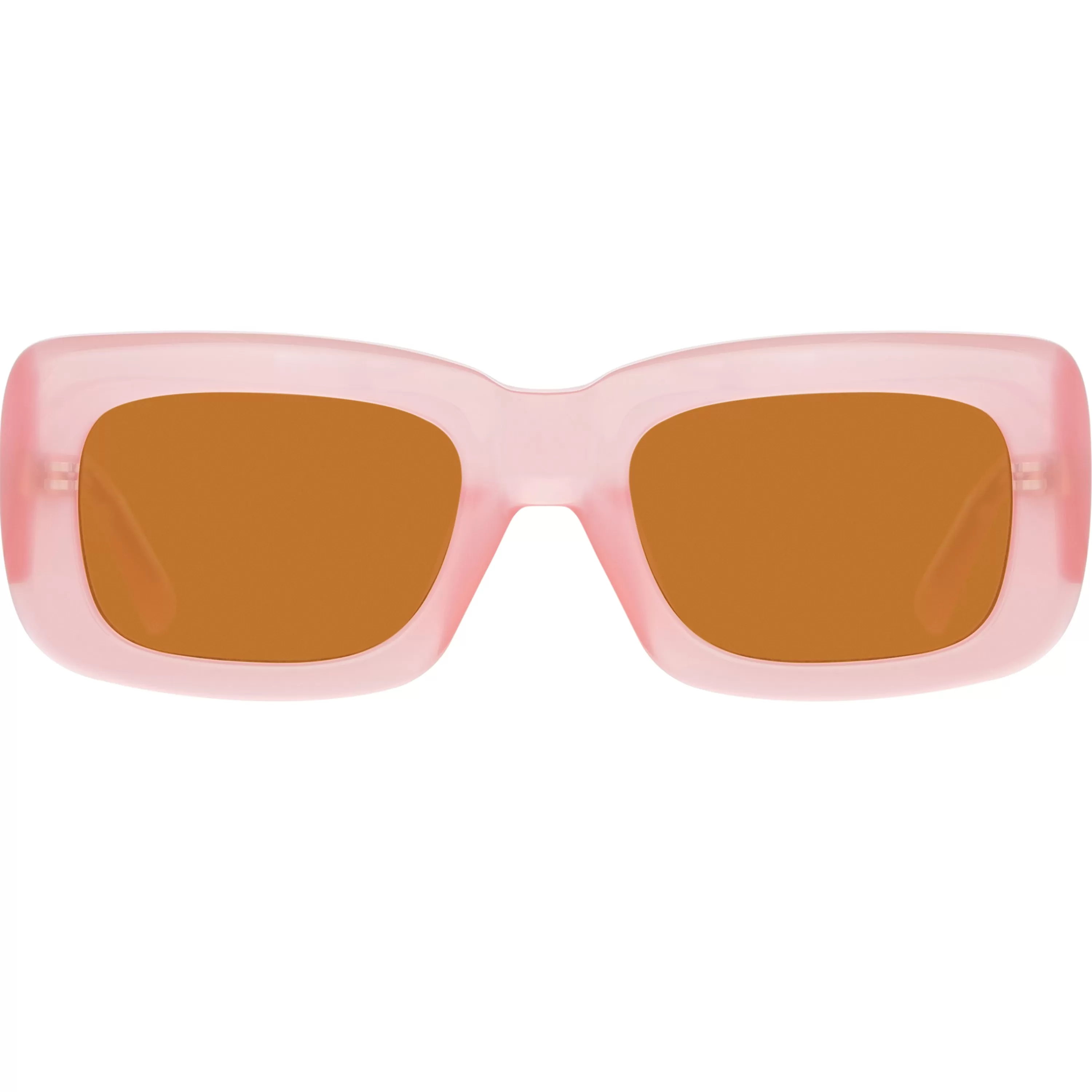 LINDA FARROW (U.K.) The Attico Marfa Rectangular Sunglasses in Pink