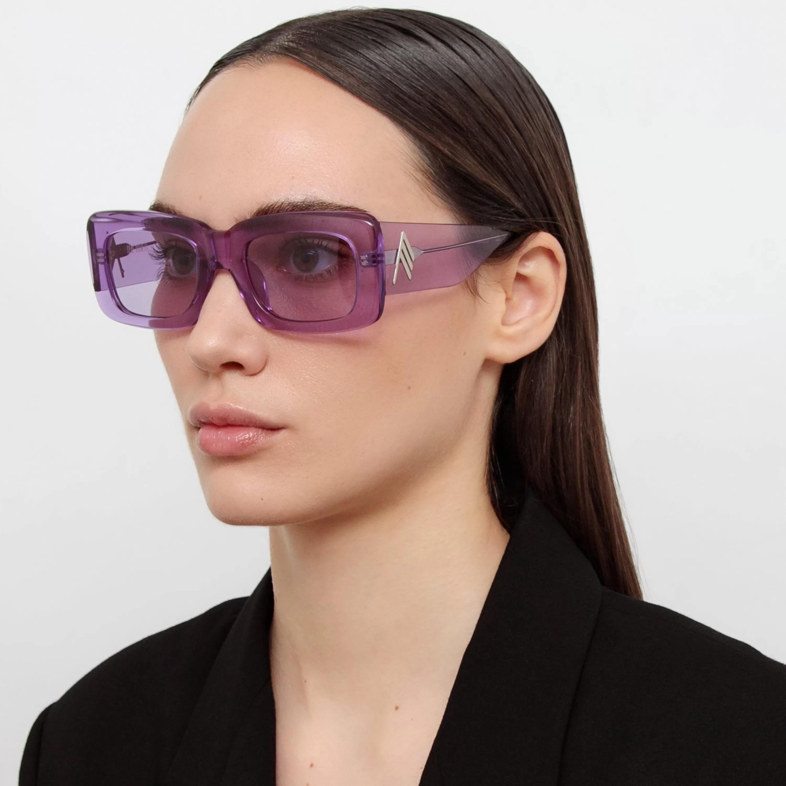 The Attico Marfa Rectangular Sunglasses in Purple