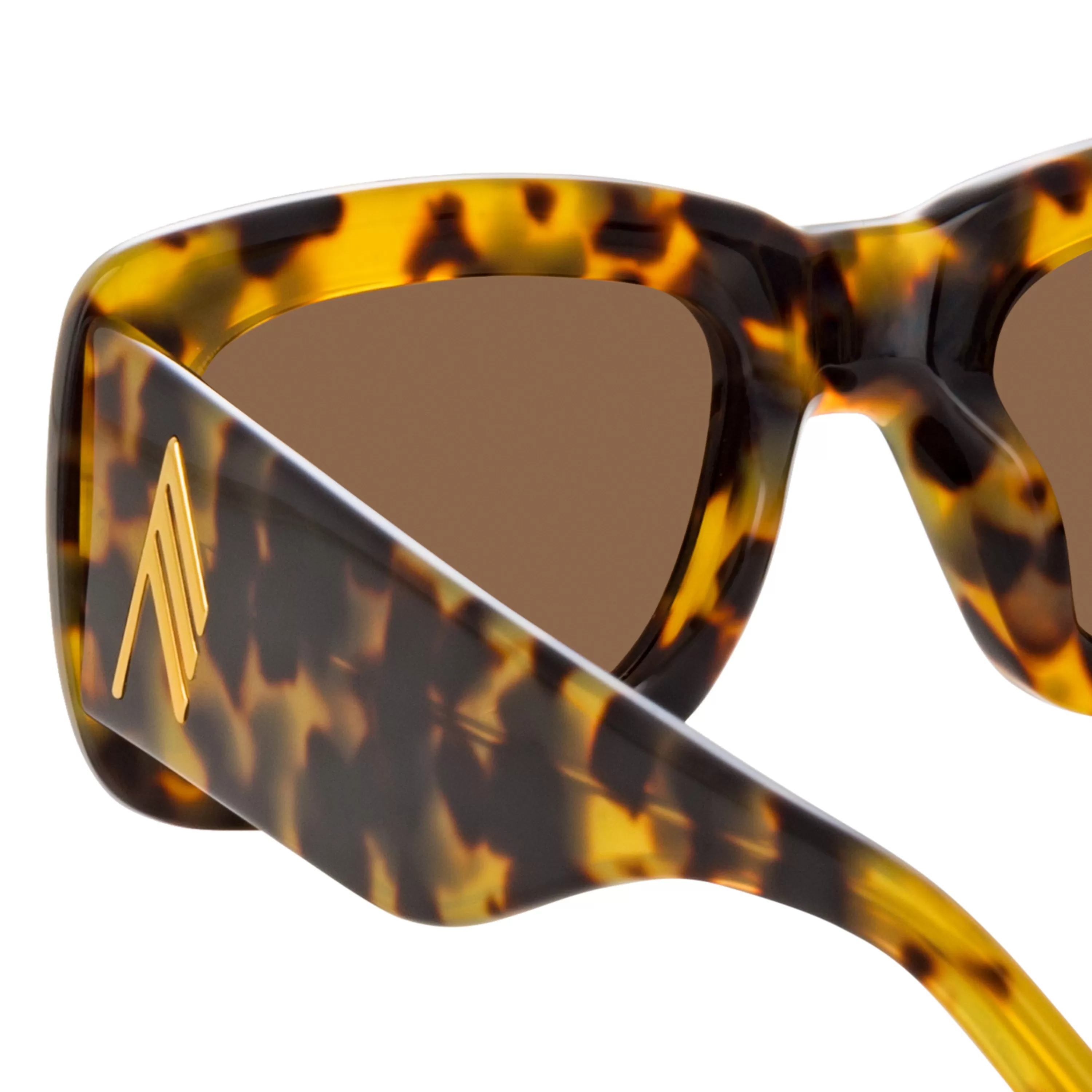 The Attico Marfa Rectangular Sunglasses in Tortoiseshell and Brown