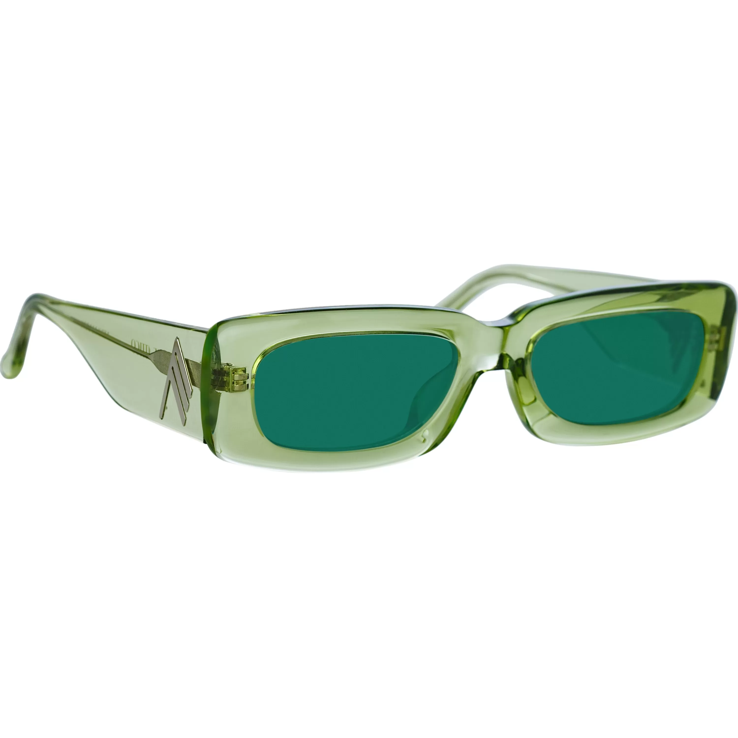 LINDA FARROW (U.K.) The Attico Mini Marfa Sunglasses in Lime