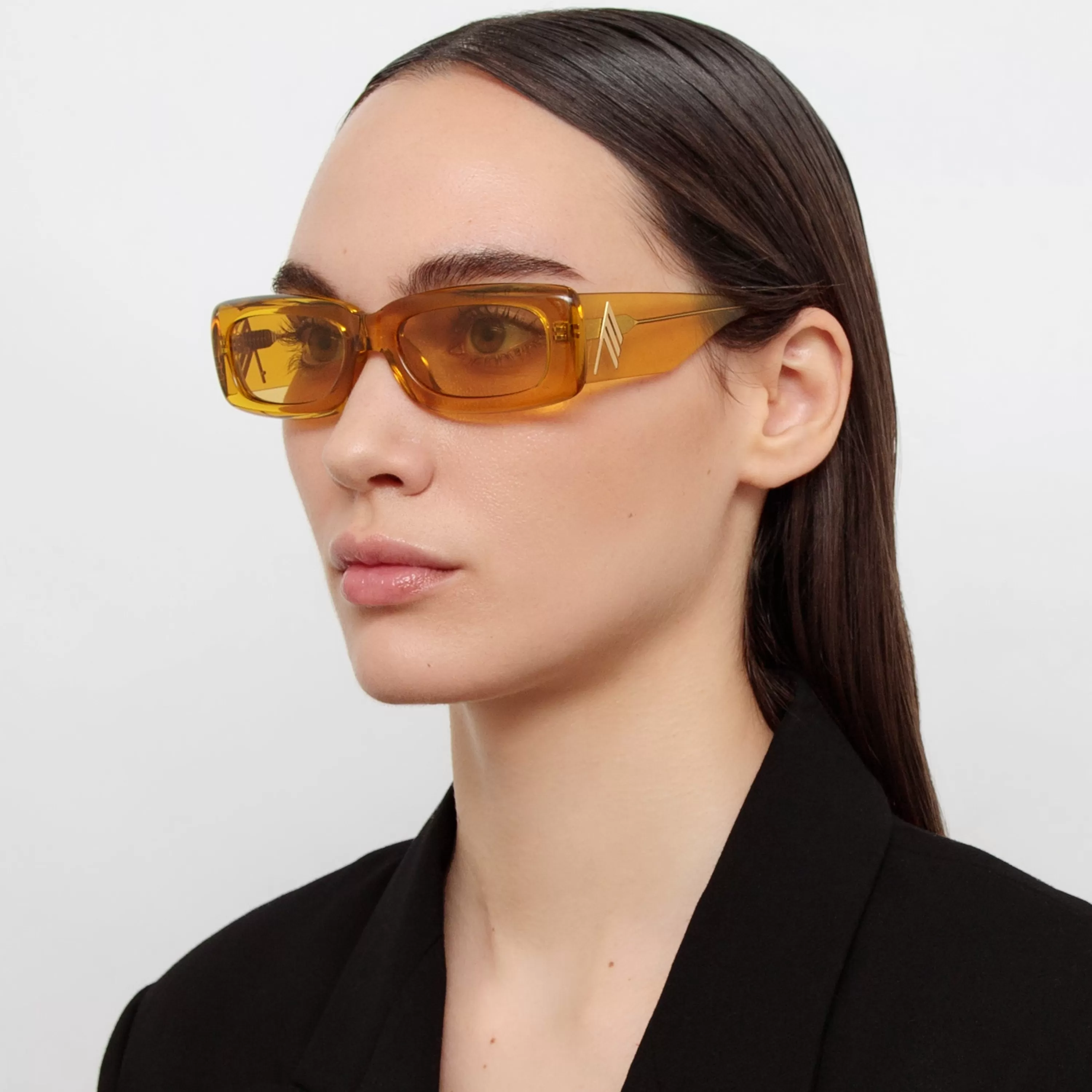 LINDA FARROW (U.K.) The Attico Mini Marfa Sunglasses in Orange