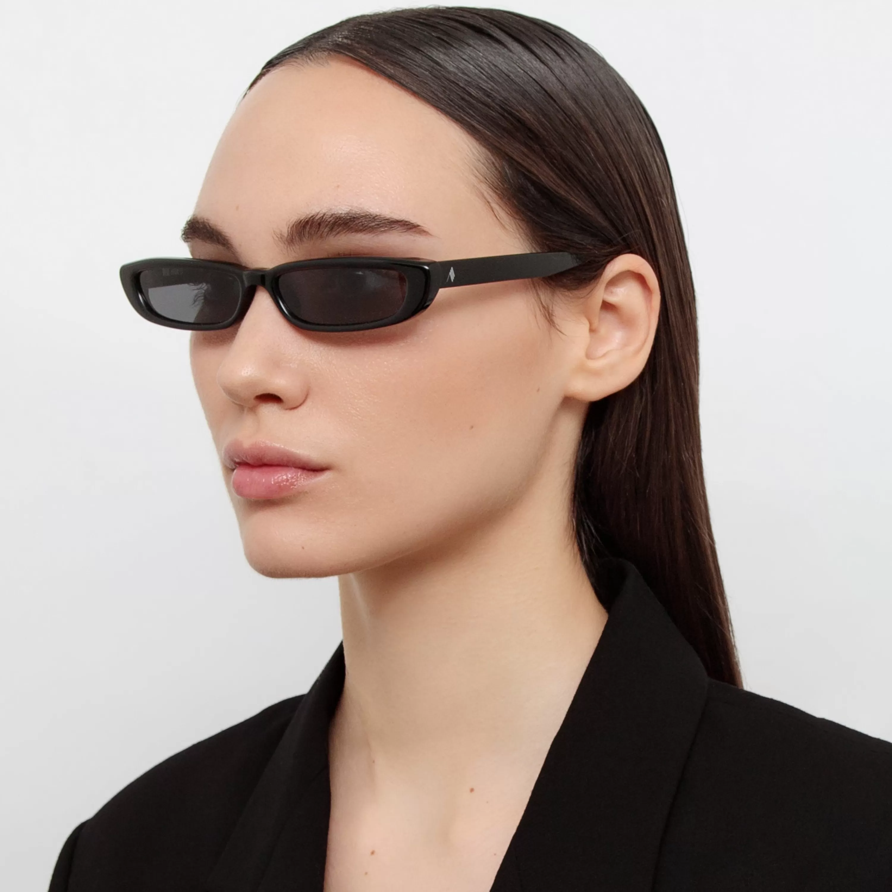 The Attico Thea Angular Sunglasses in Black
