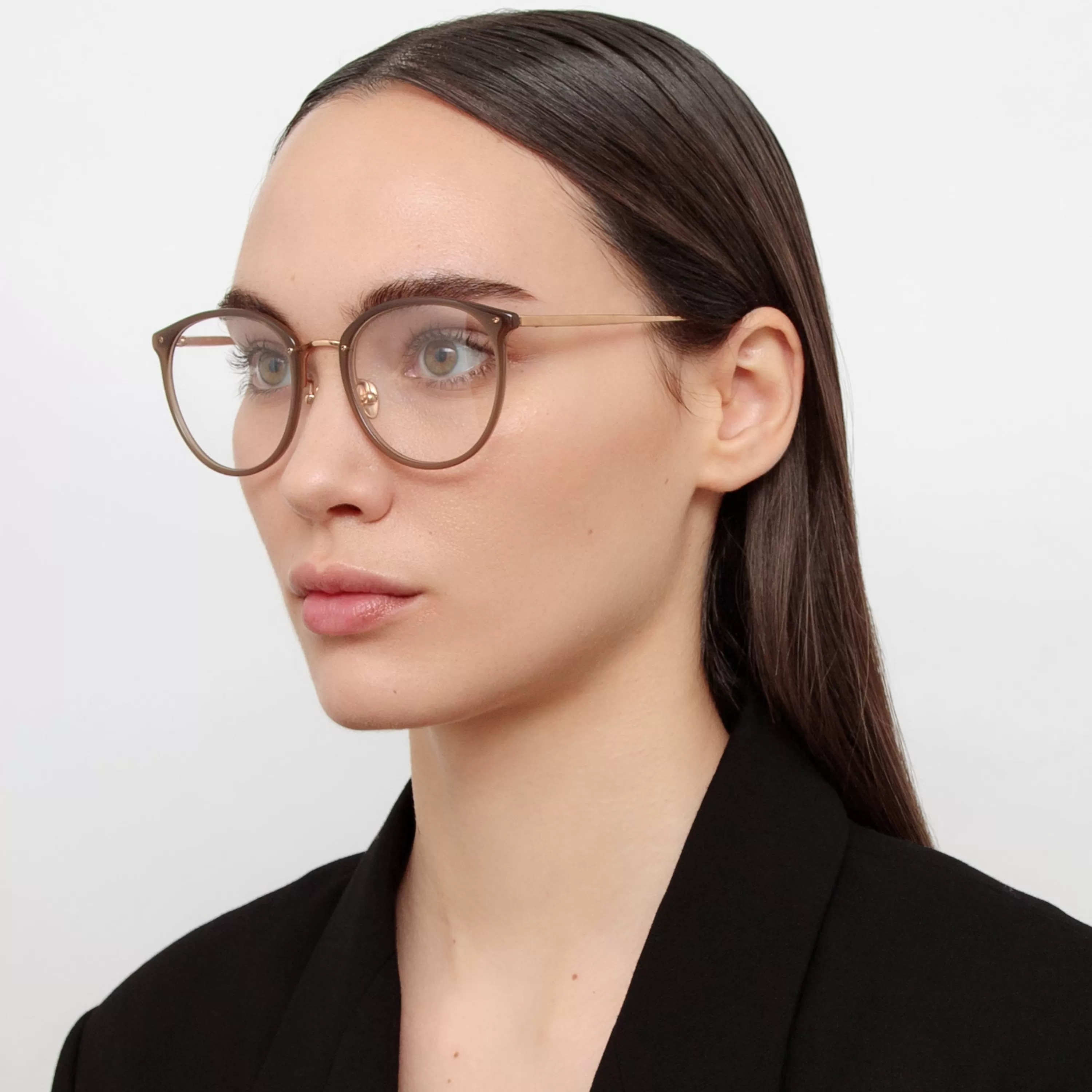 Women Linda Farrow The Calthorpe | Oval Optical Frame in Mocha (C87)