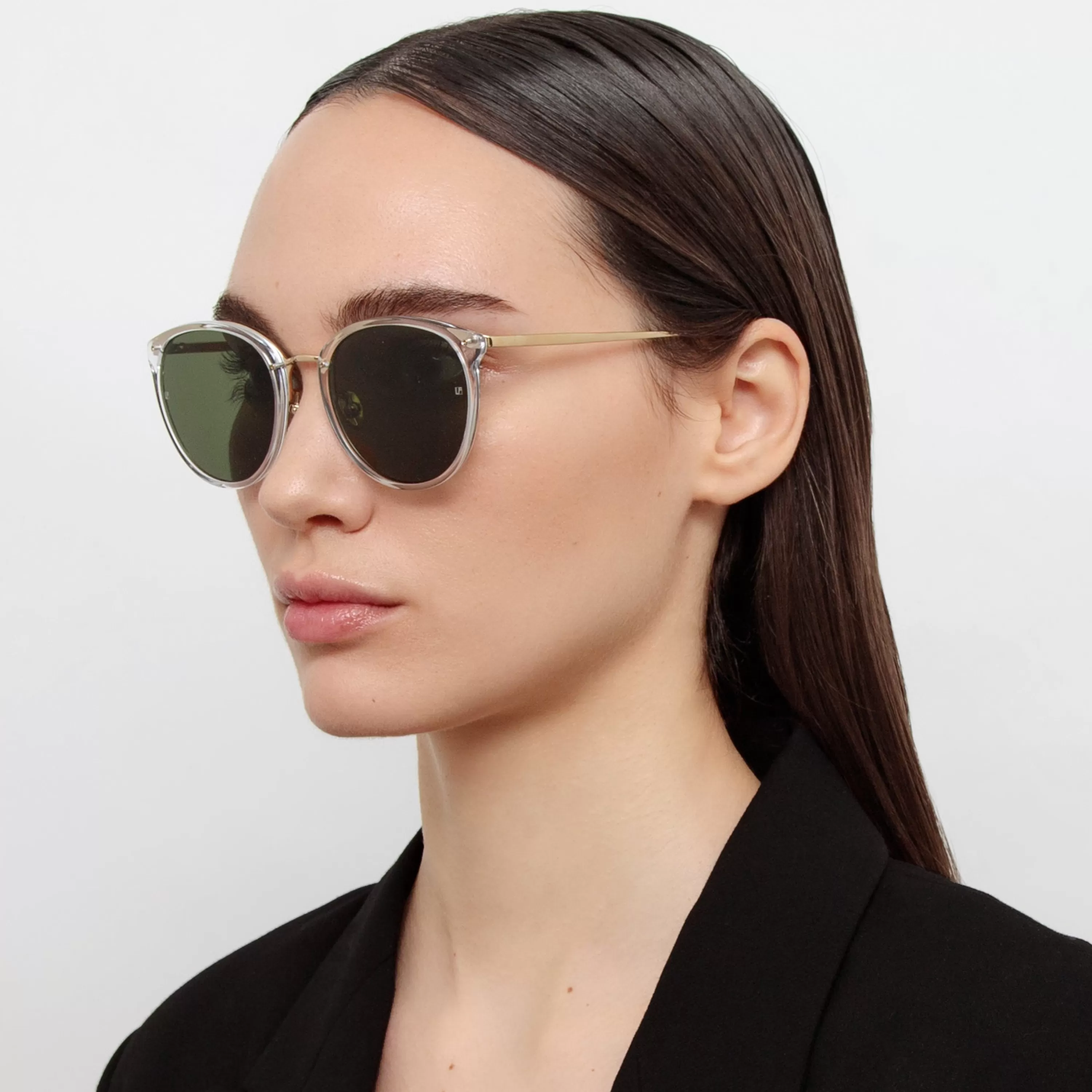 Linda Farrow The Calthorpe | Oval Sunglasses in Clear Frame(C76)