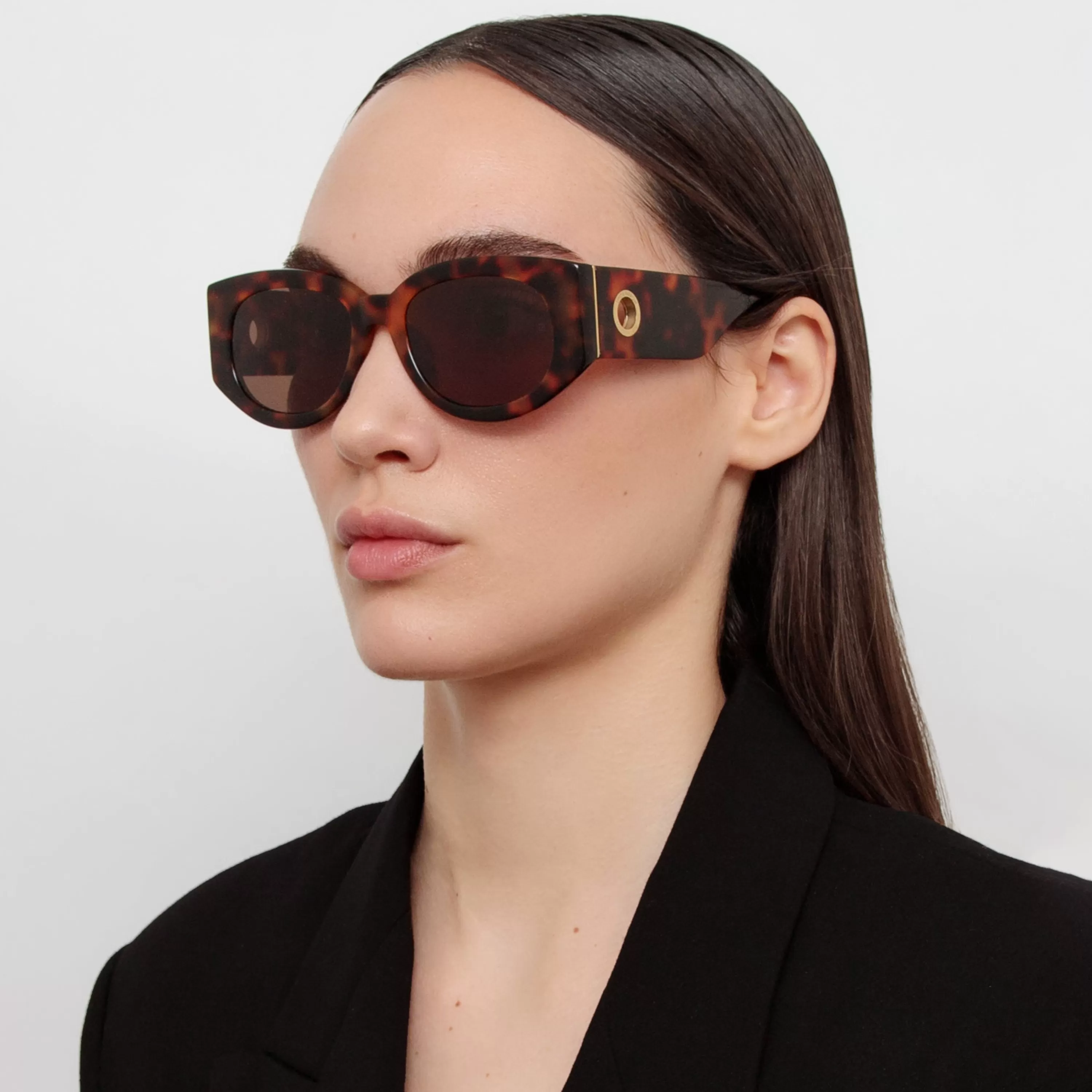 Women Linda Farrow The Debbie | D-Frame Sunglasses in Tortoiseshell (C2)