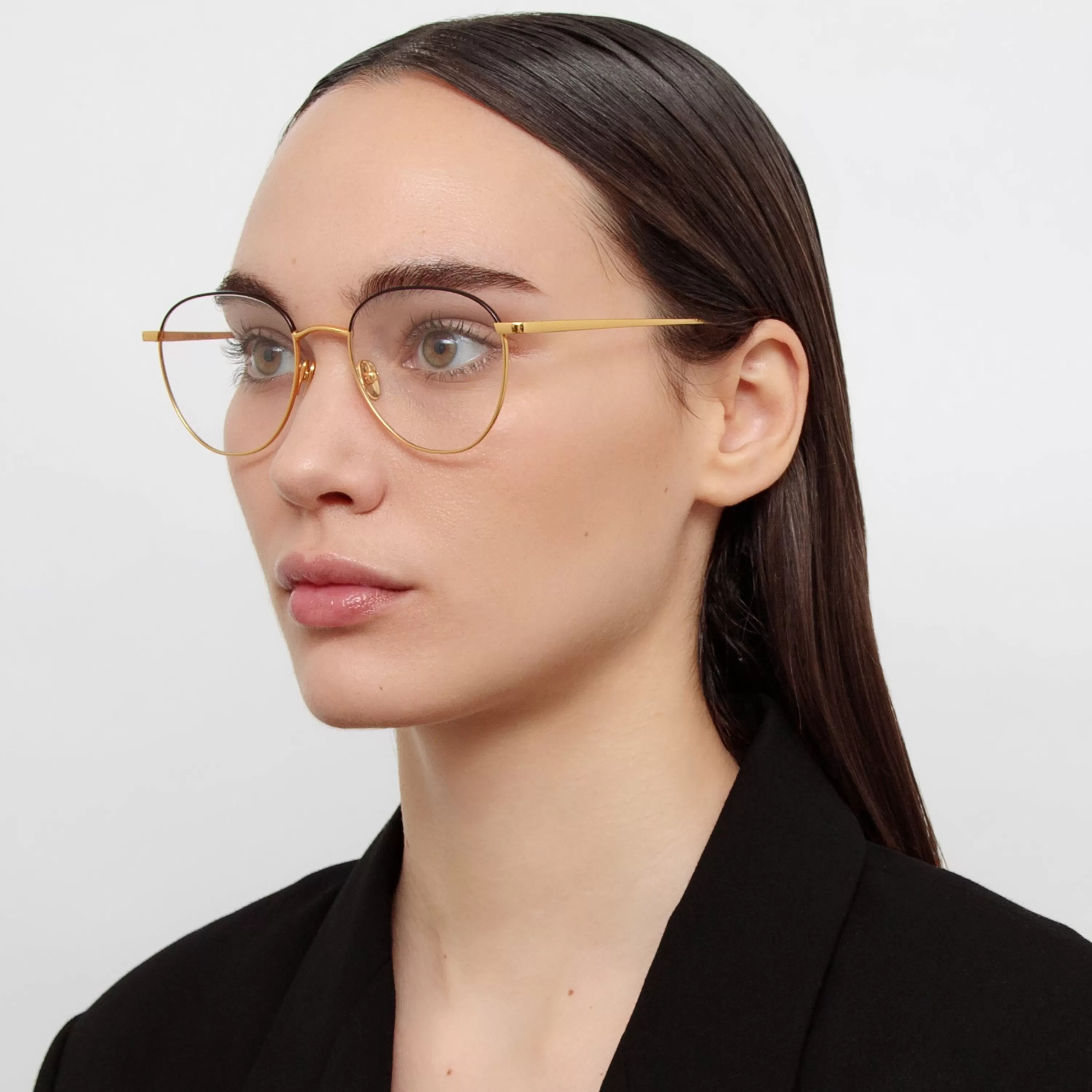 Linda Farrow The Raif | Square Optical Frame in Yellow Gold (C24)