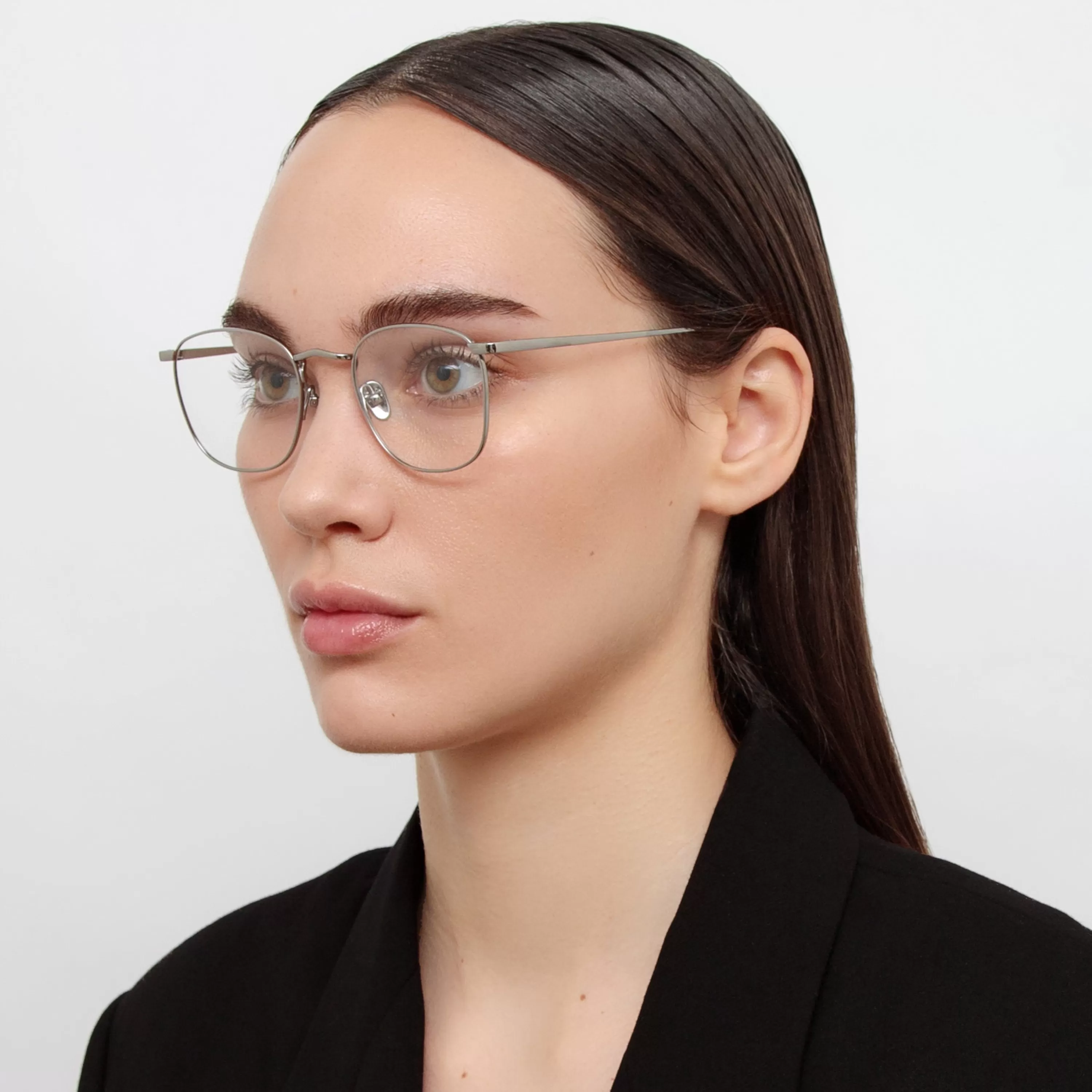 Linda Farrow The Simon | Square Optical Frame in White Gold (C7)