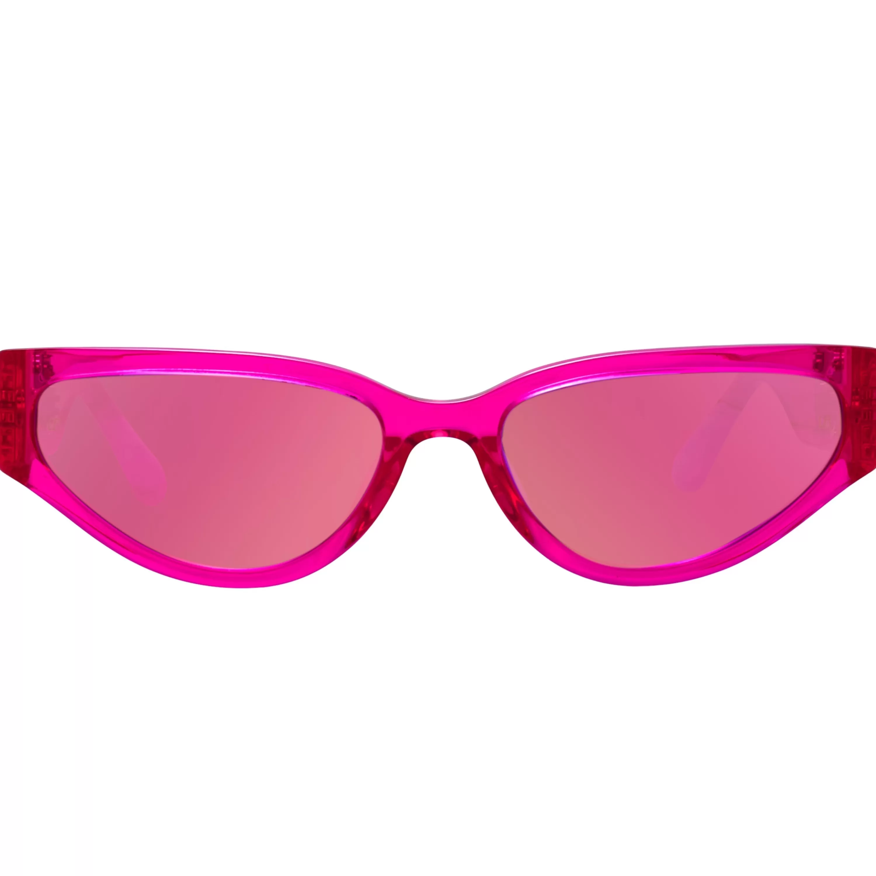 Women LINDA FARROW (U.K.) Tomie Cat Eye Sunglasses in Neon Pink