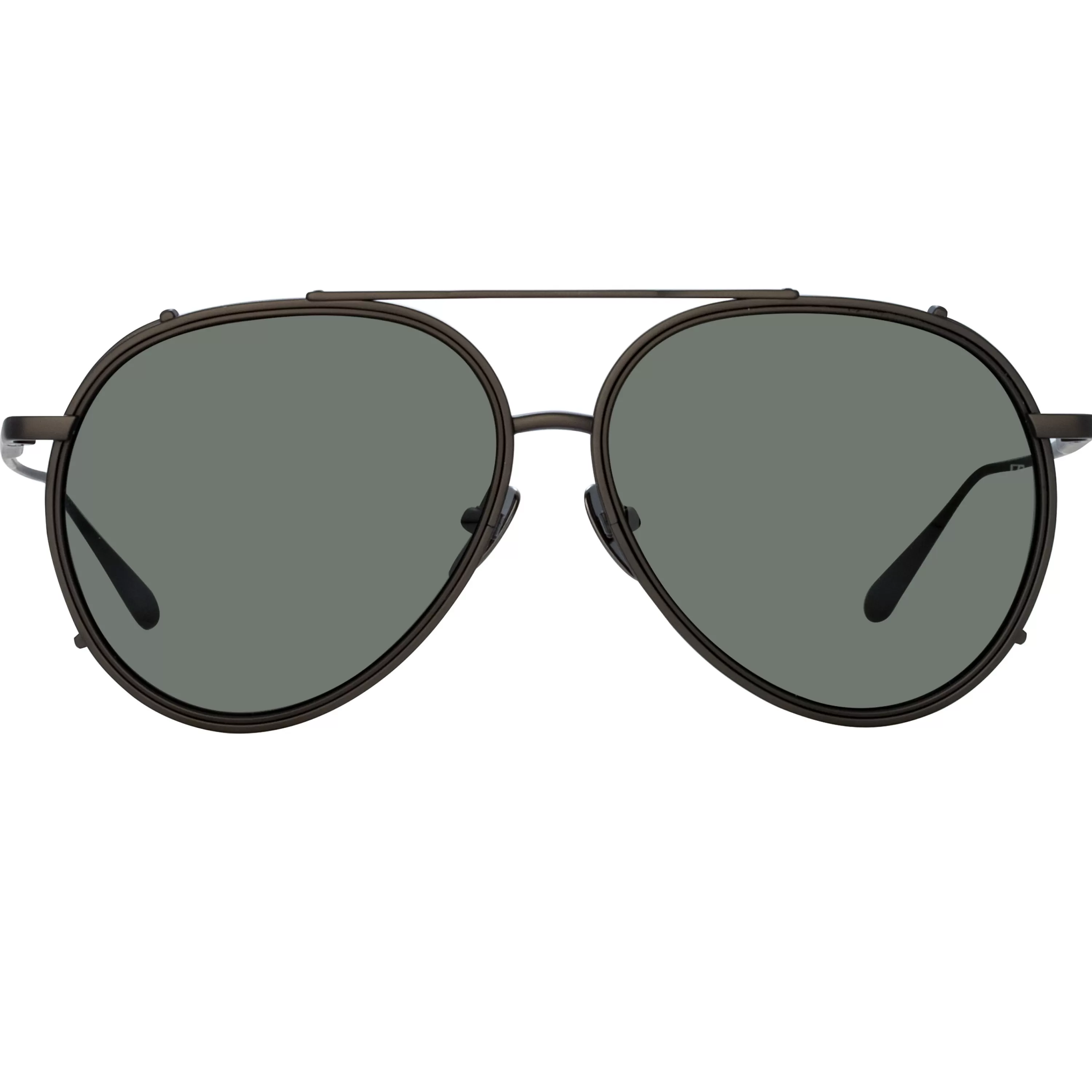 Women LINDA FARROW BLACK SERIES Torino Aviator Sunglasses in Nickel