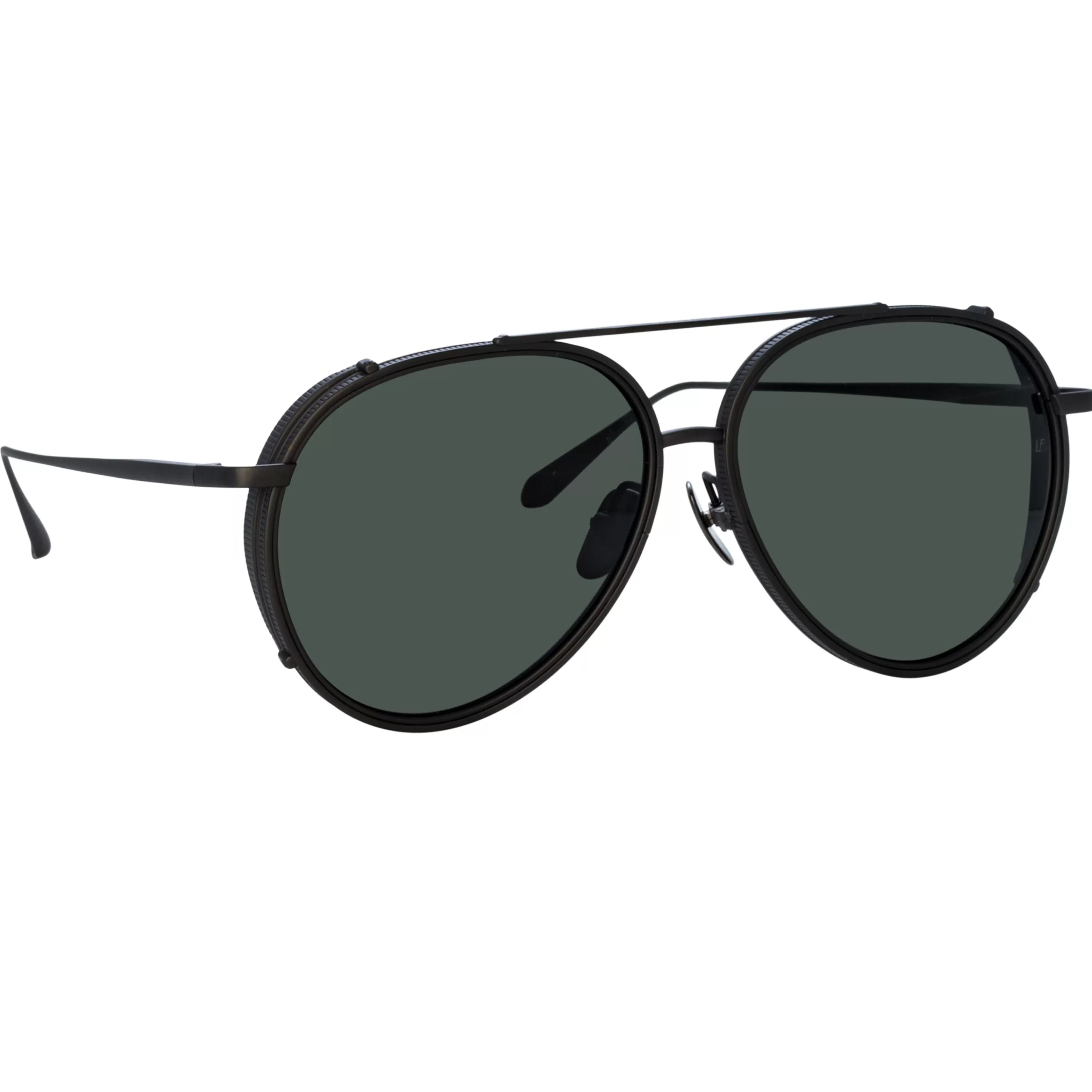 torino_aviator_sunglasses_in_nickel_2.webp Women LINDA FARROW BLACK SERIES Torino Aviator Sunglasses in Nickel