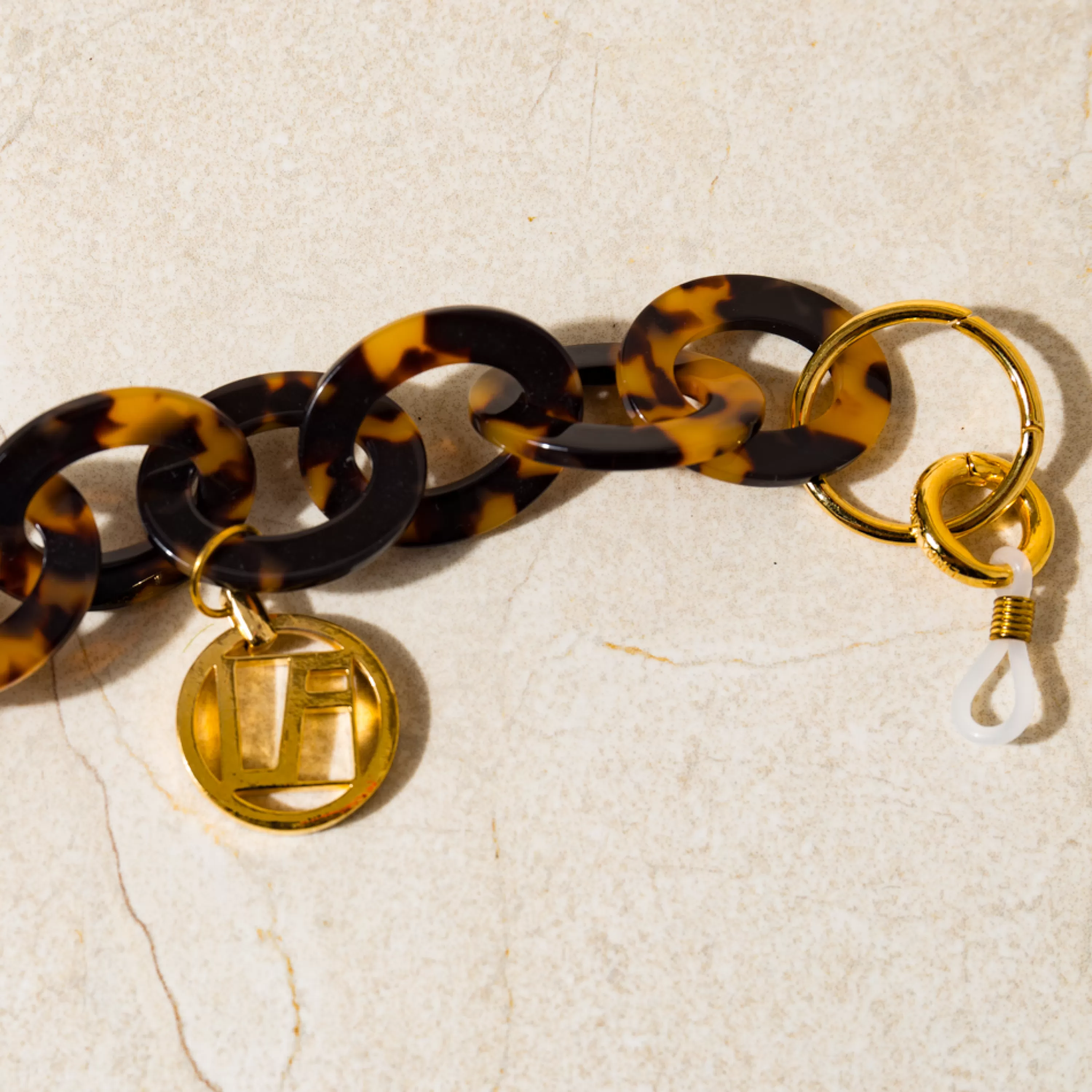 Linda Farrow Tortoiseshell Oval Link Acetate Chain