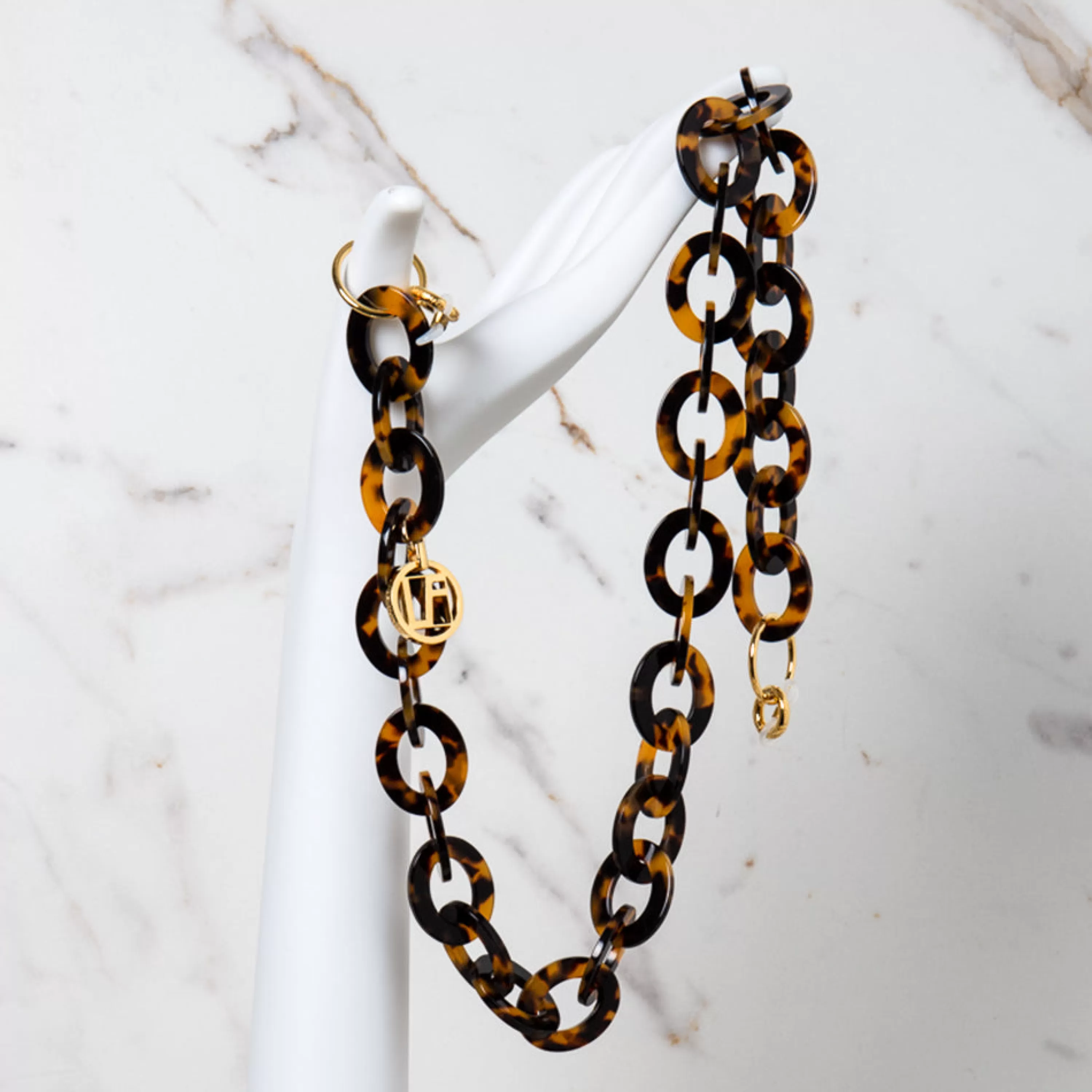 Linda Farrow Tortoiseshell Oval Link Acetate Chain