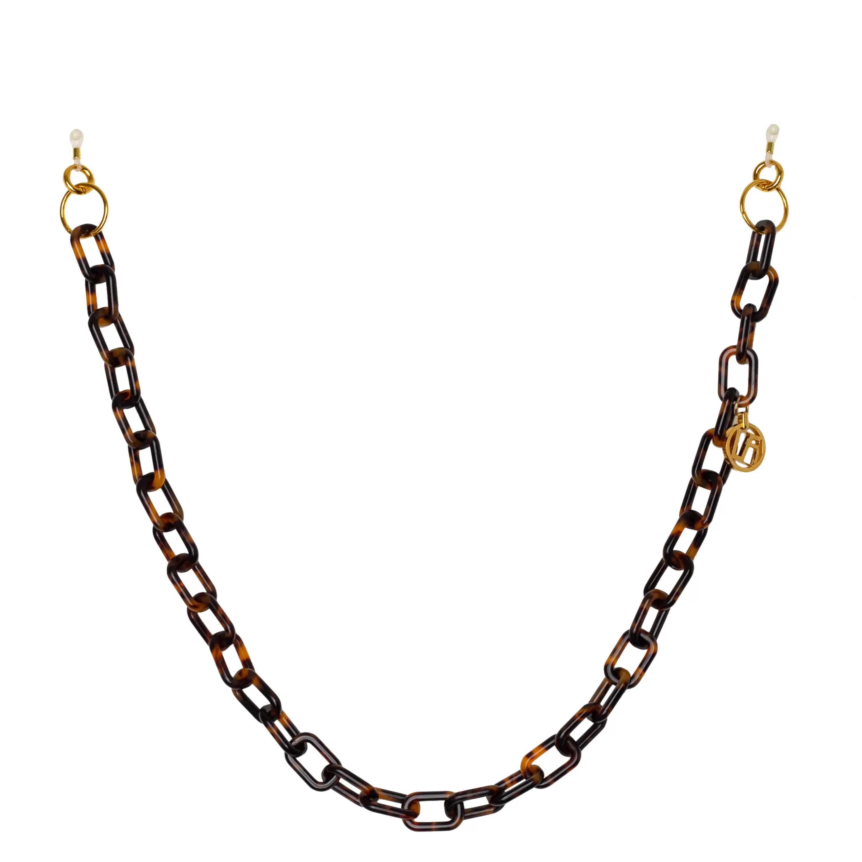 LINDA FARROW (U.K.) Tortoiseshell Square Link Acetate Chain