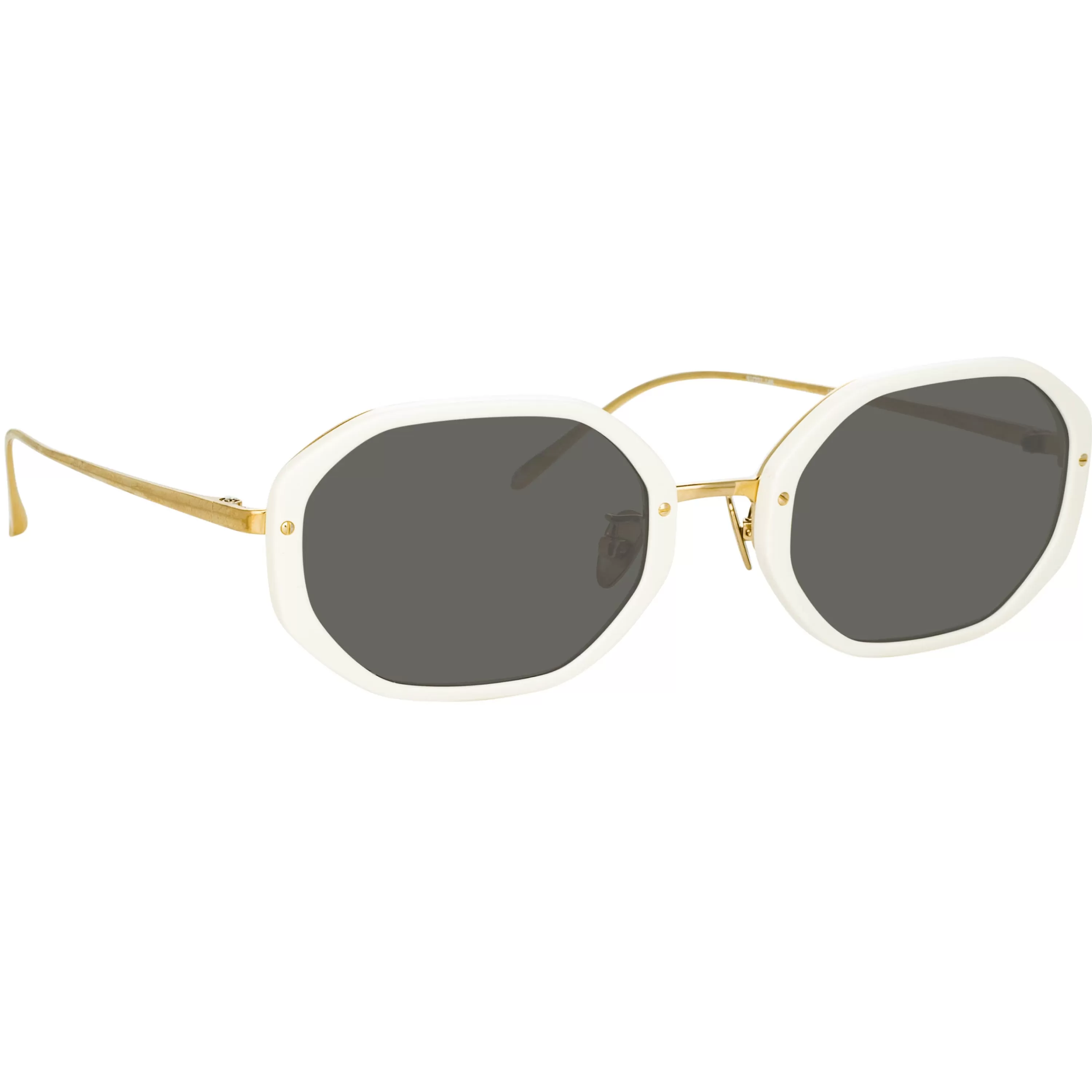 LINDA FARROW UK Tyler Angular Sunglasses in White