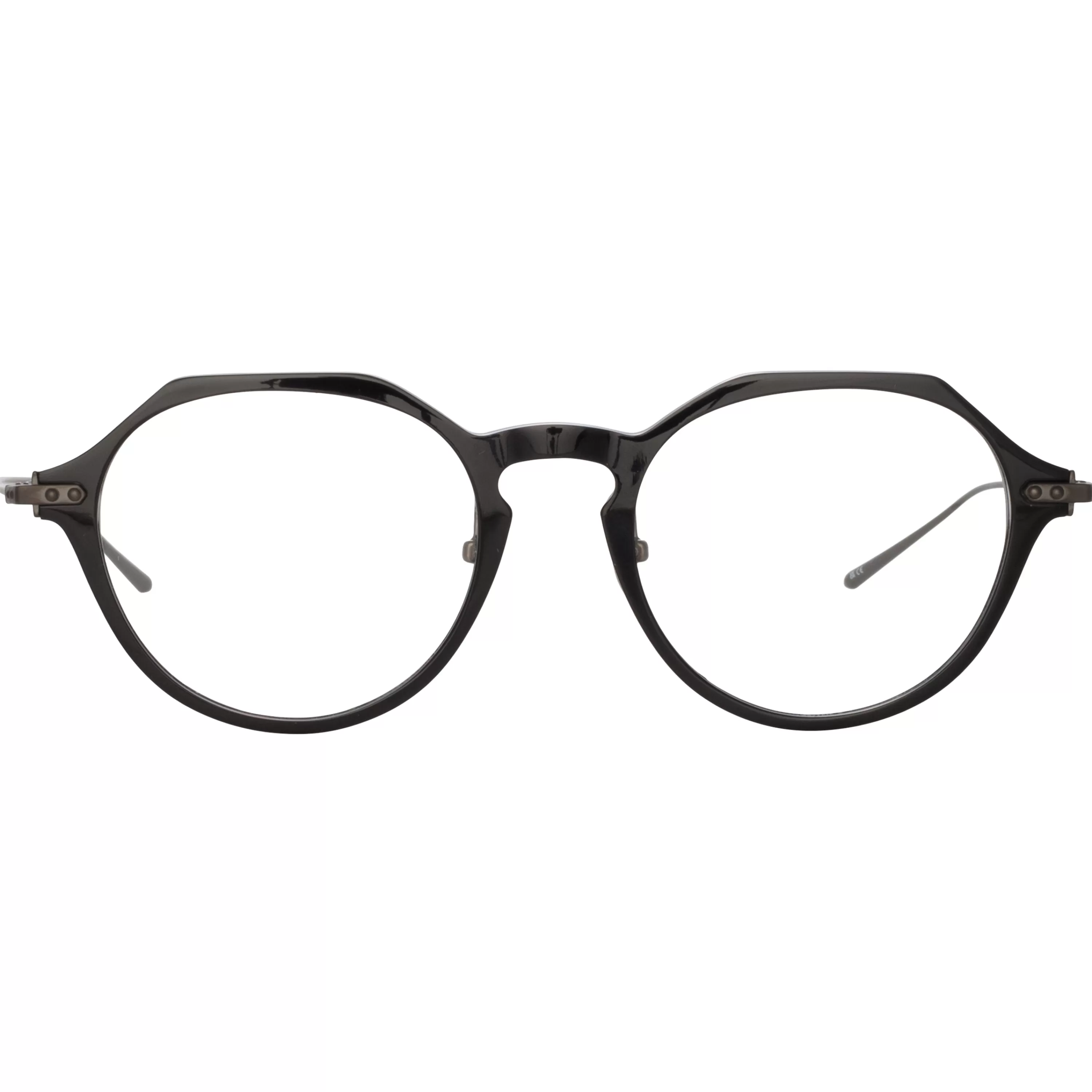 Linda Farrow Linear Wren Oval Optical A Frame in Black and Nickel