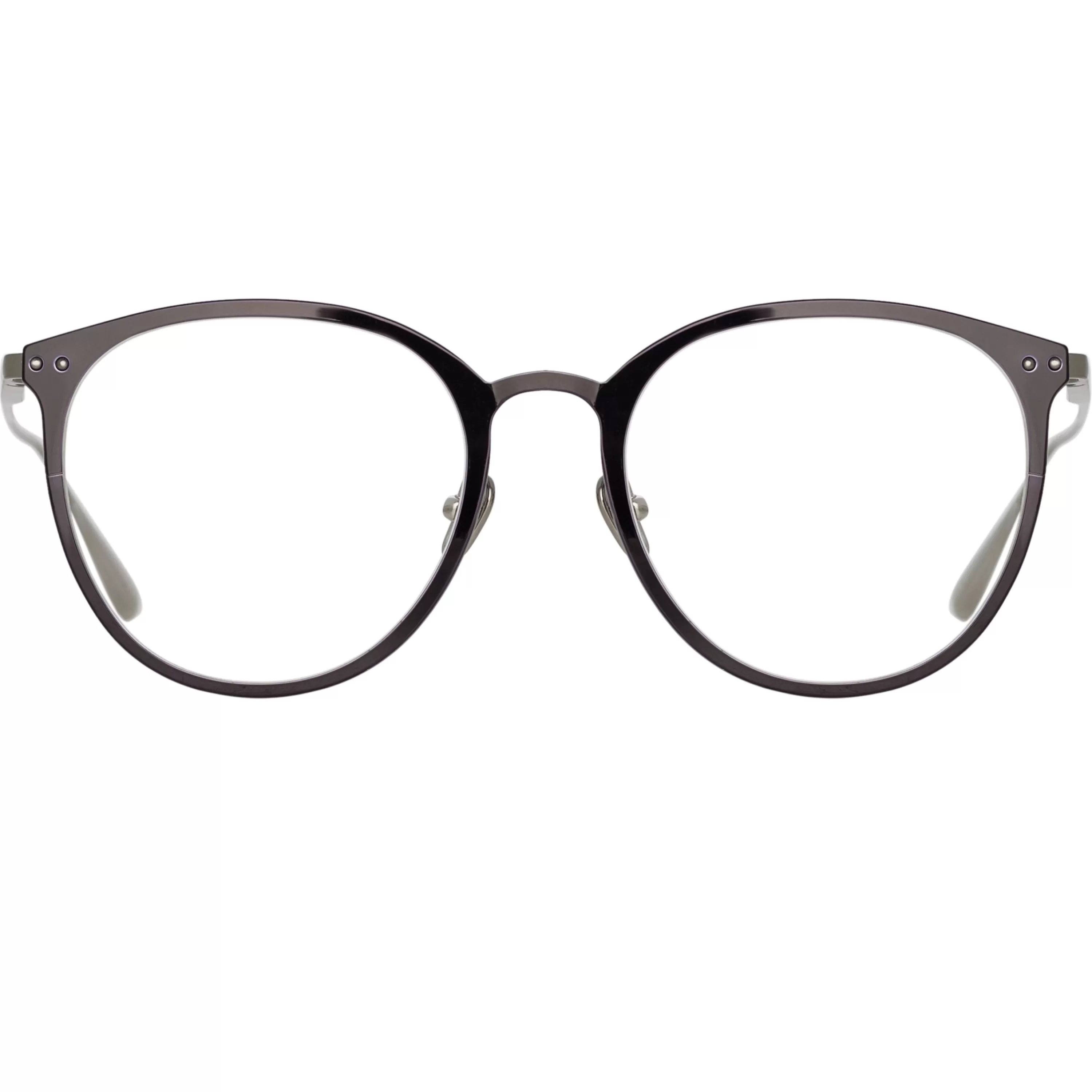 LINDA FARROW (U.K.) Zephyr Oval Optical Frame in Black and White Gold