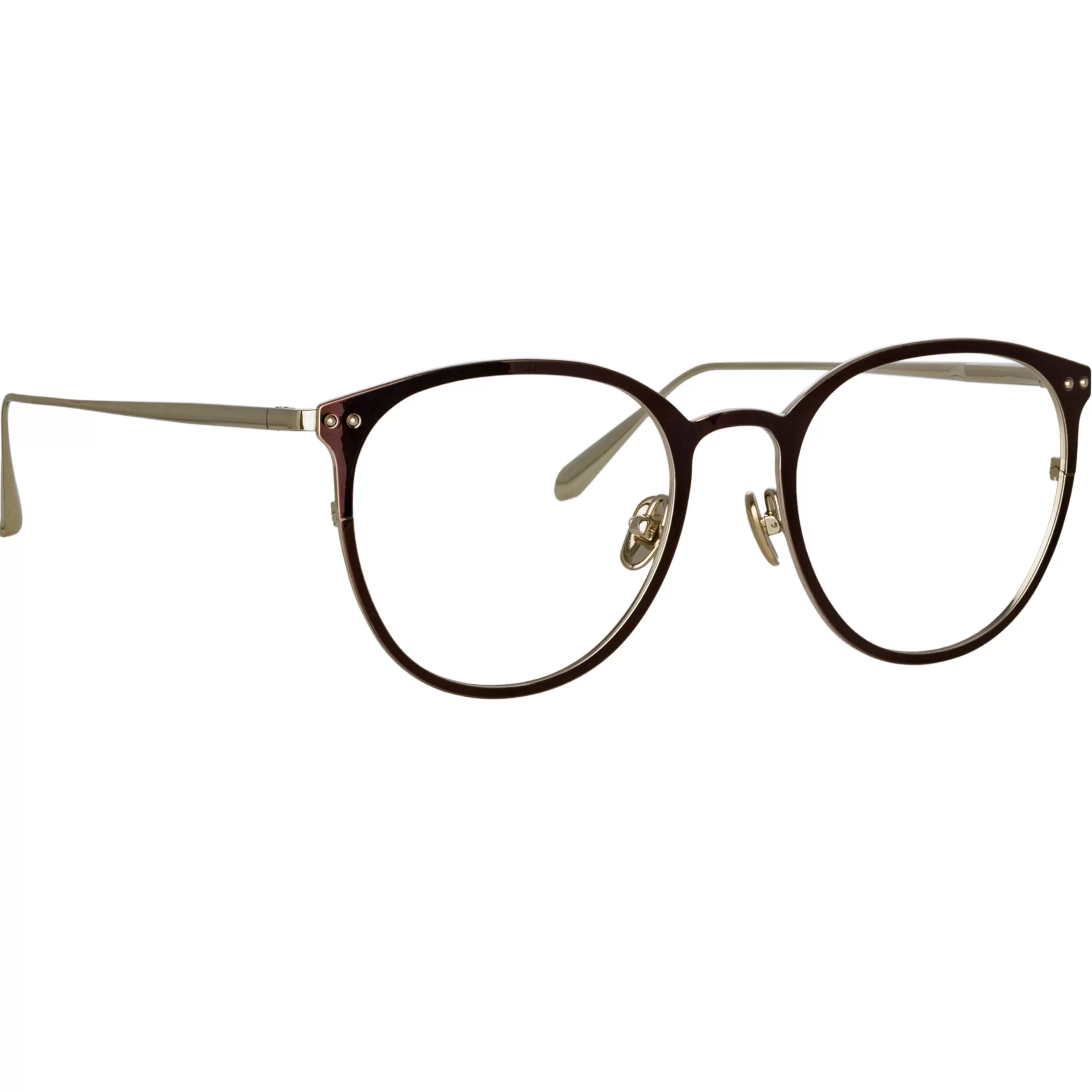 LINDA FARROW (U.K.) Zephyr Oval Optical Frame in Metallic Brown