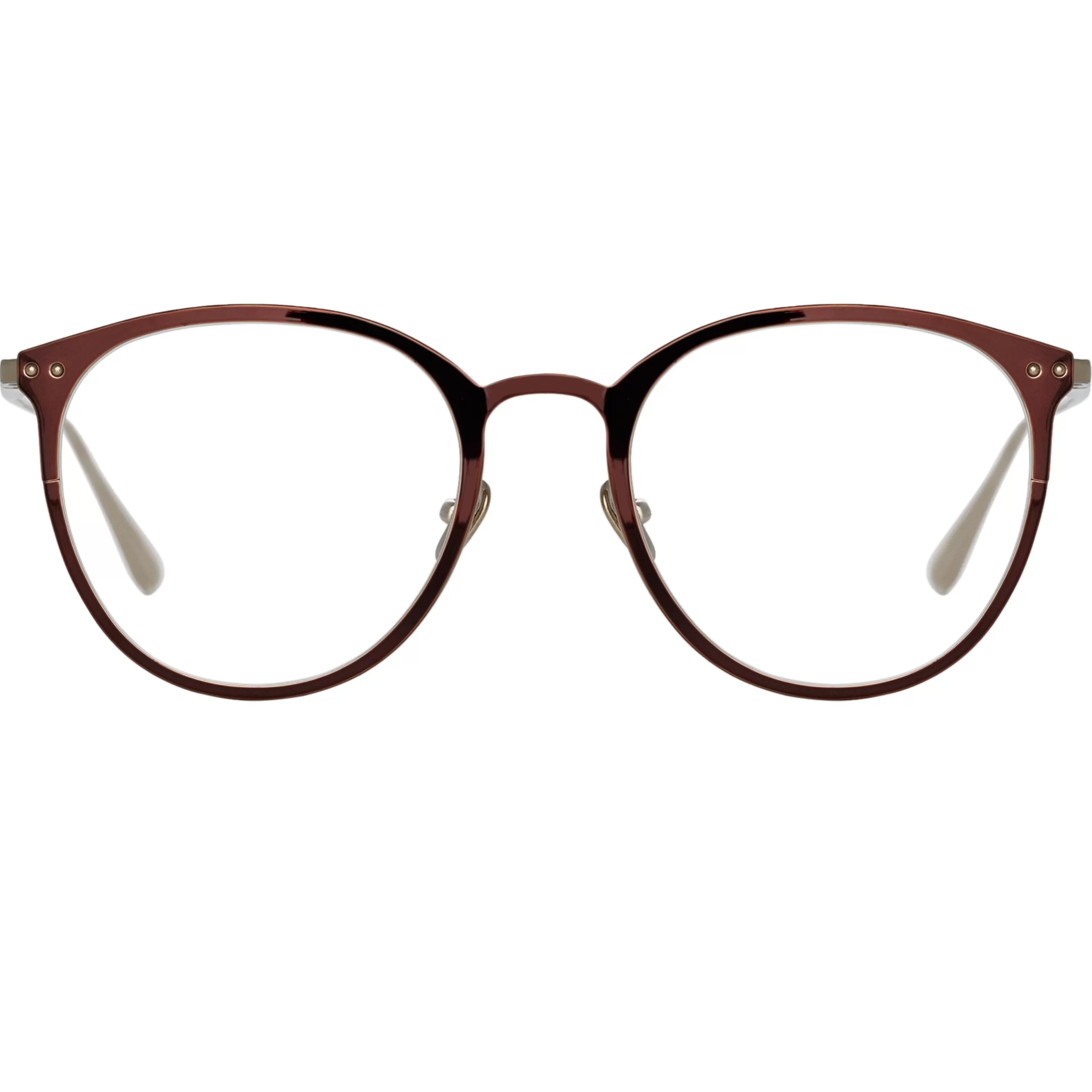 LINDA FARROW (U.K.) Zephyr Oval Optical Frame in Metallic Brown